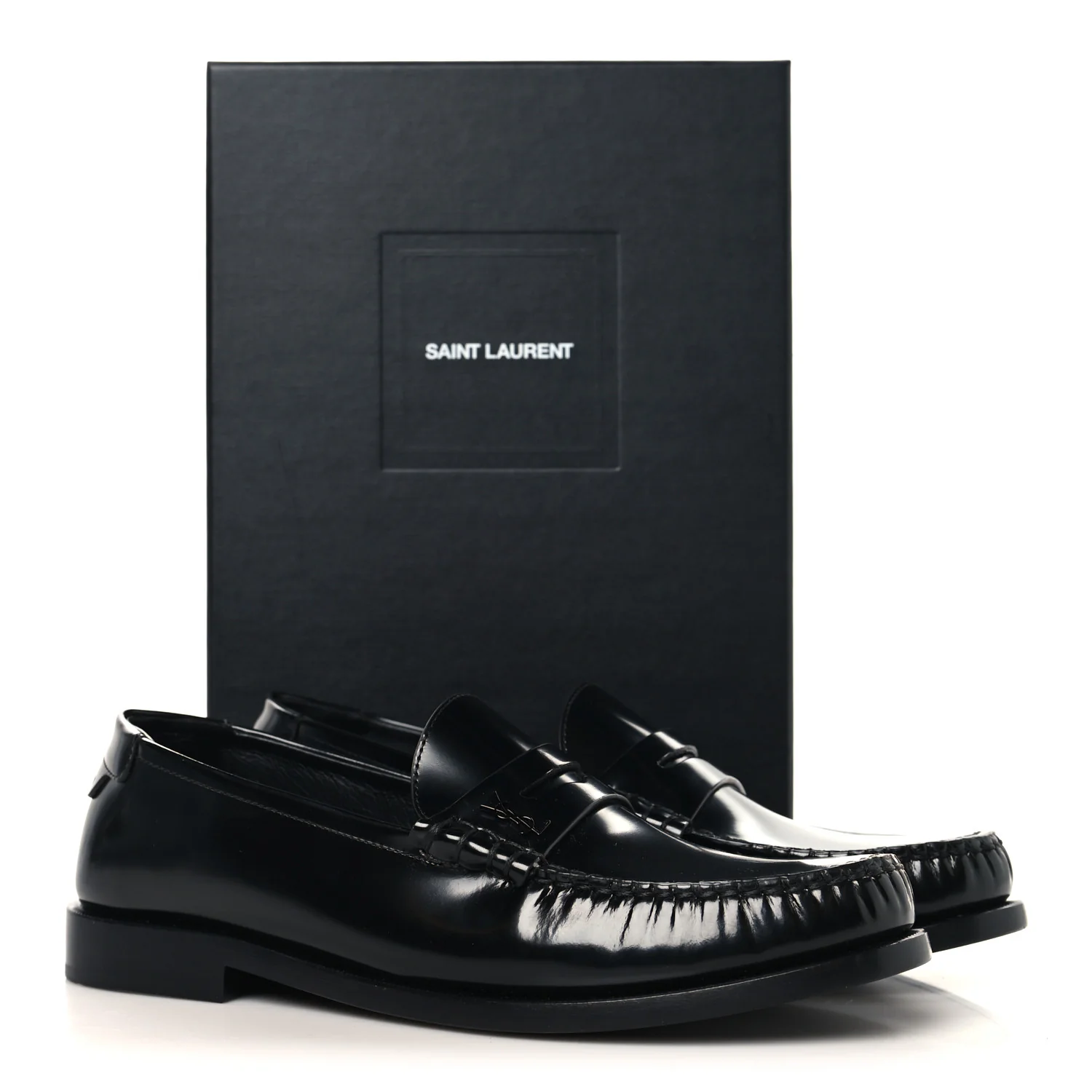 Glazed Calfskin Le Loafer 15 Penny Slippers 40 Black - Image 10