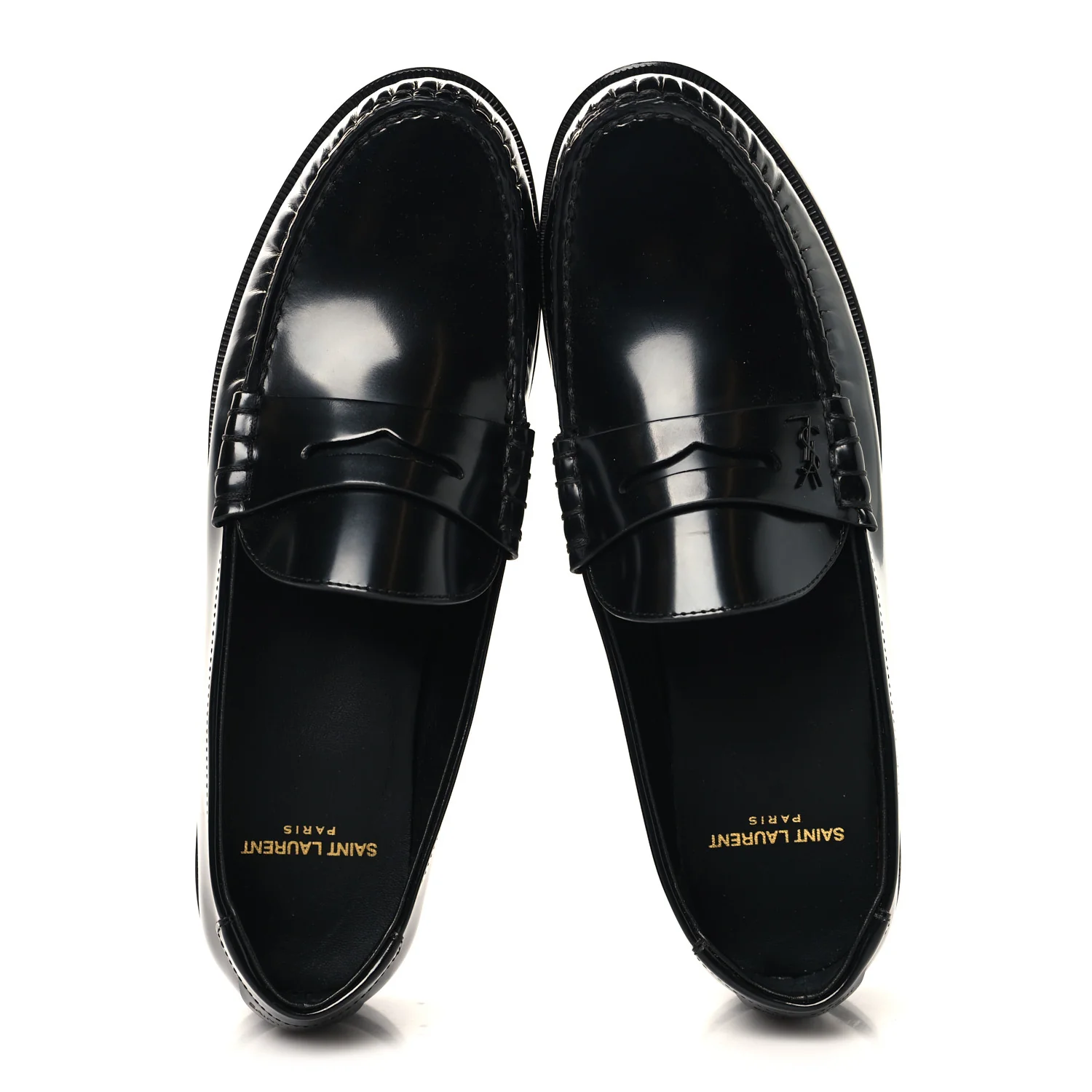 Glazed Calfskin Le Loafer 15 Penny Slippers 40 Black - Image 2