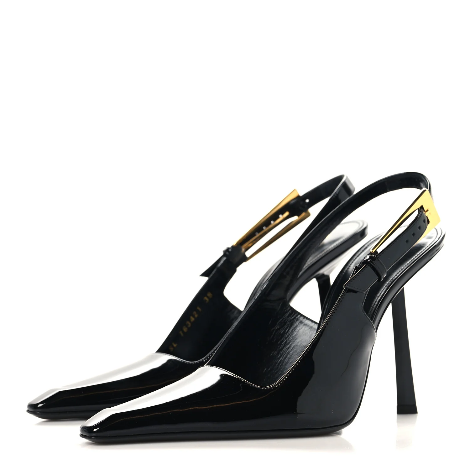Glazed Calfskin Lee Slingback Pumps 38 Black - Image 4