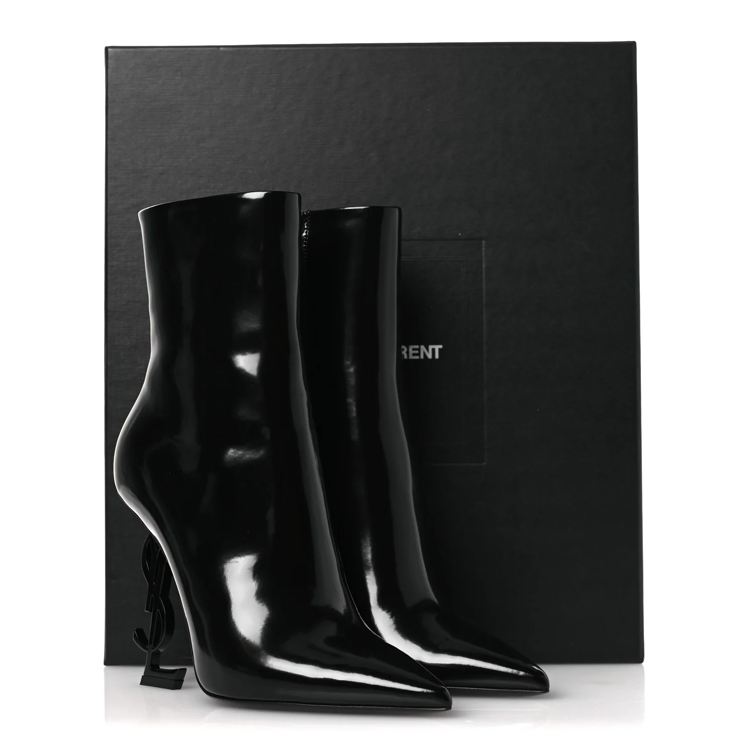 Glazed Calfskin Opyum Ankle Boots 37 Black - Image 11