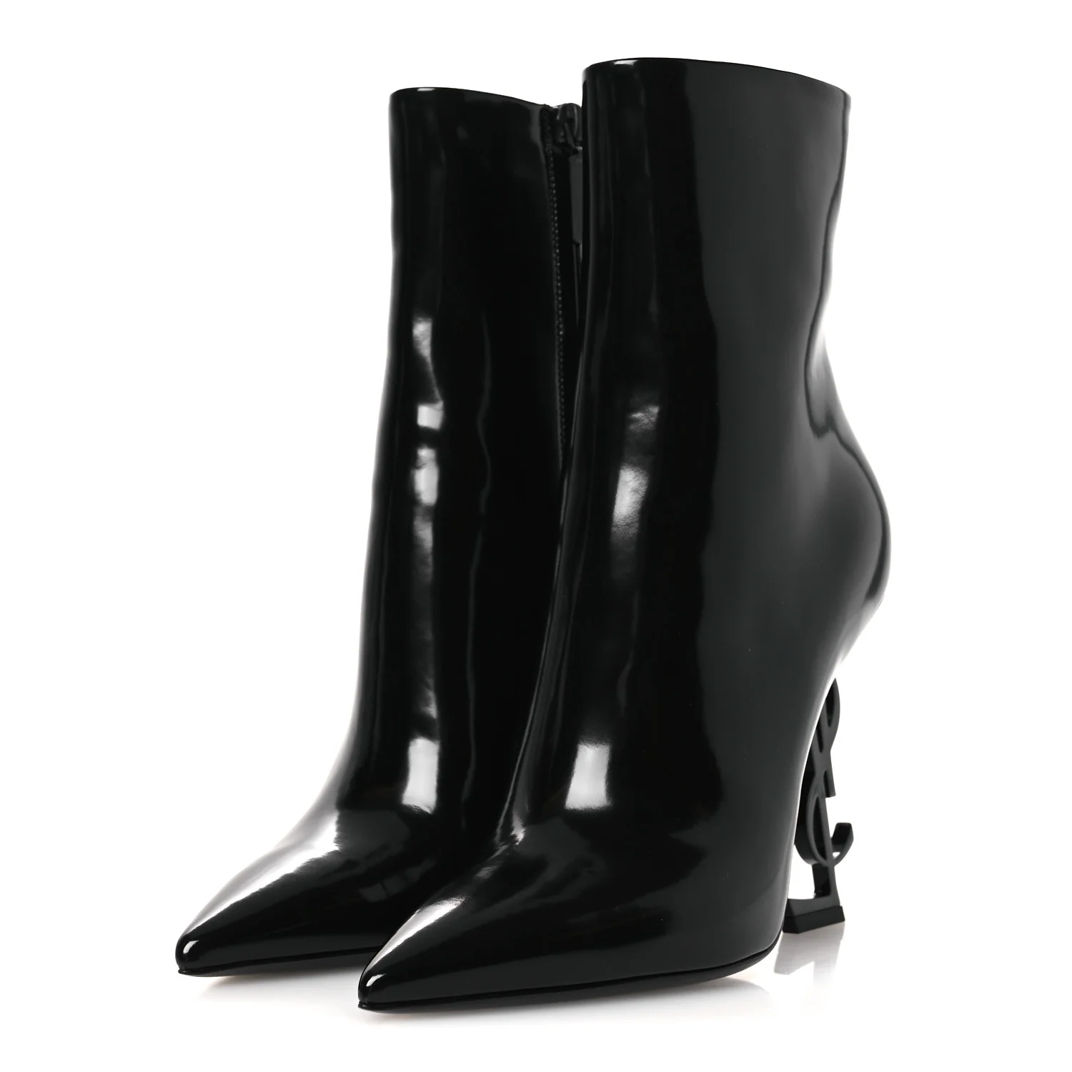 Glazed Calfskin Opyum Ankle Boots 37 Black - Image 4