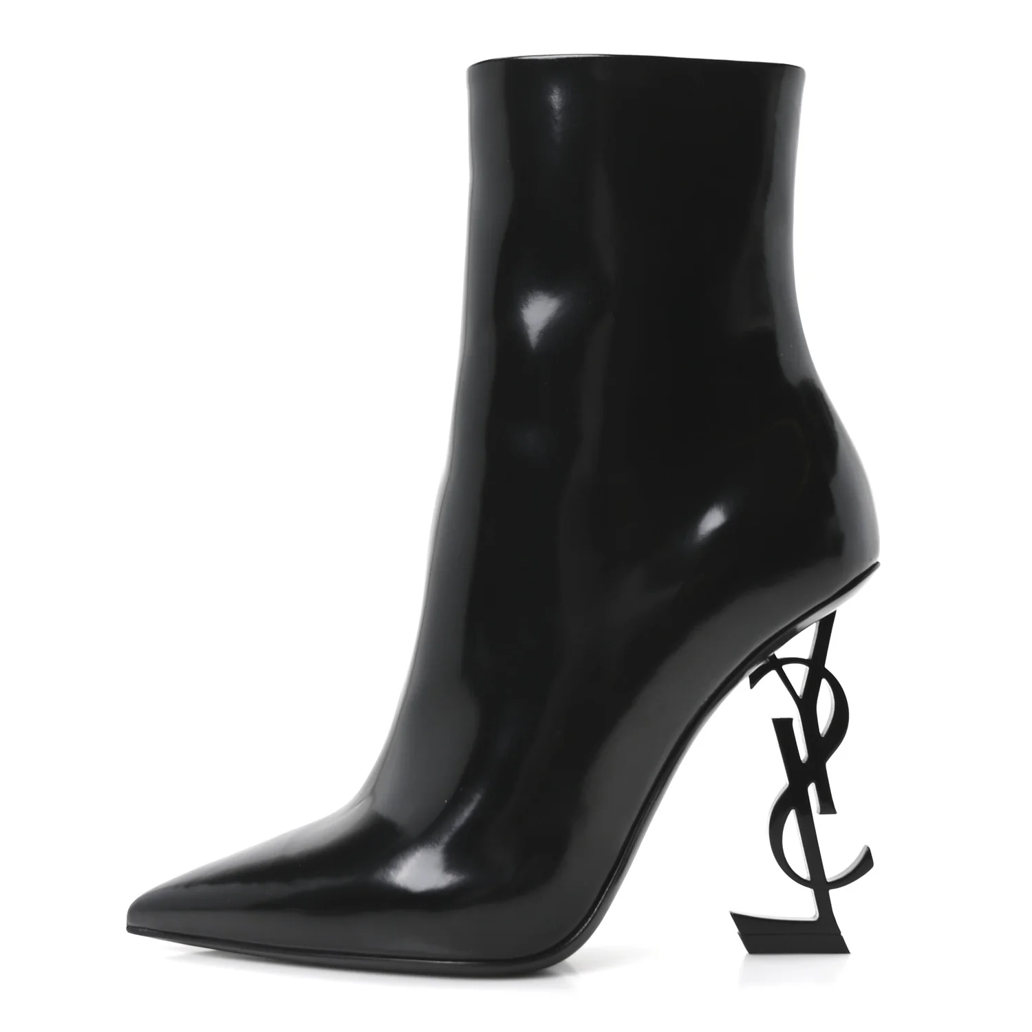 Glazed Calfskin Opyum Ankle Boots 37.5 Black