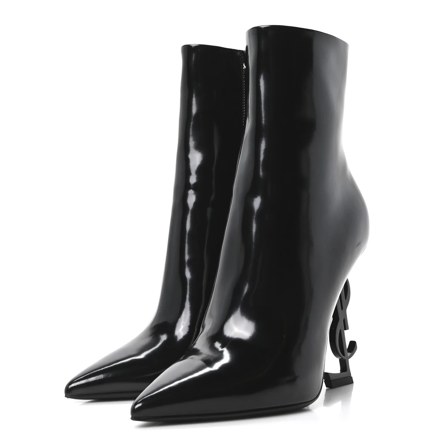 Glazed Calfskin Opyum Ankle Boots 37.5 Black - Image 4
