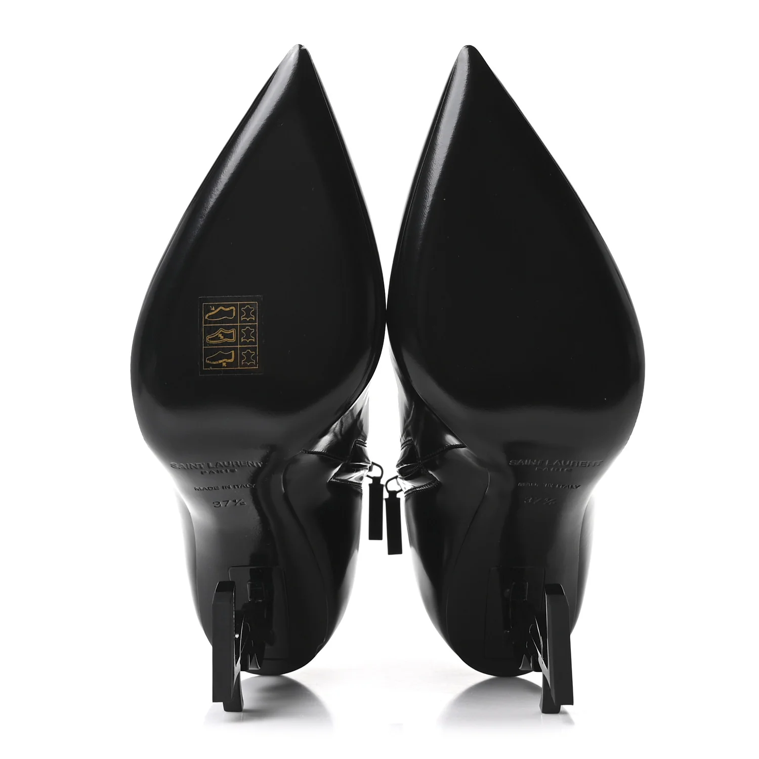 Glazed Calfskin Opyum Ankle Boots 37.5 Black - Image 6