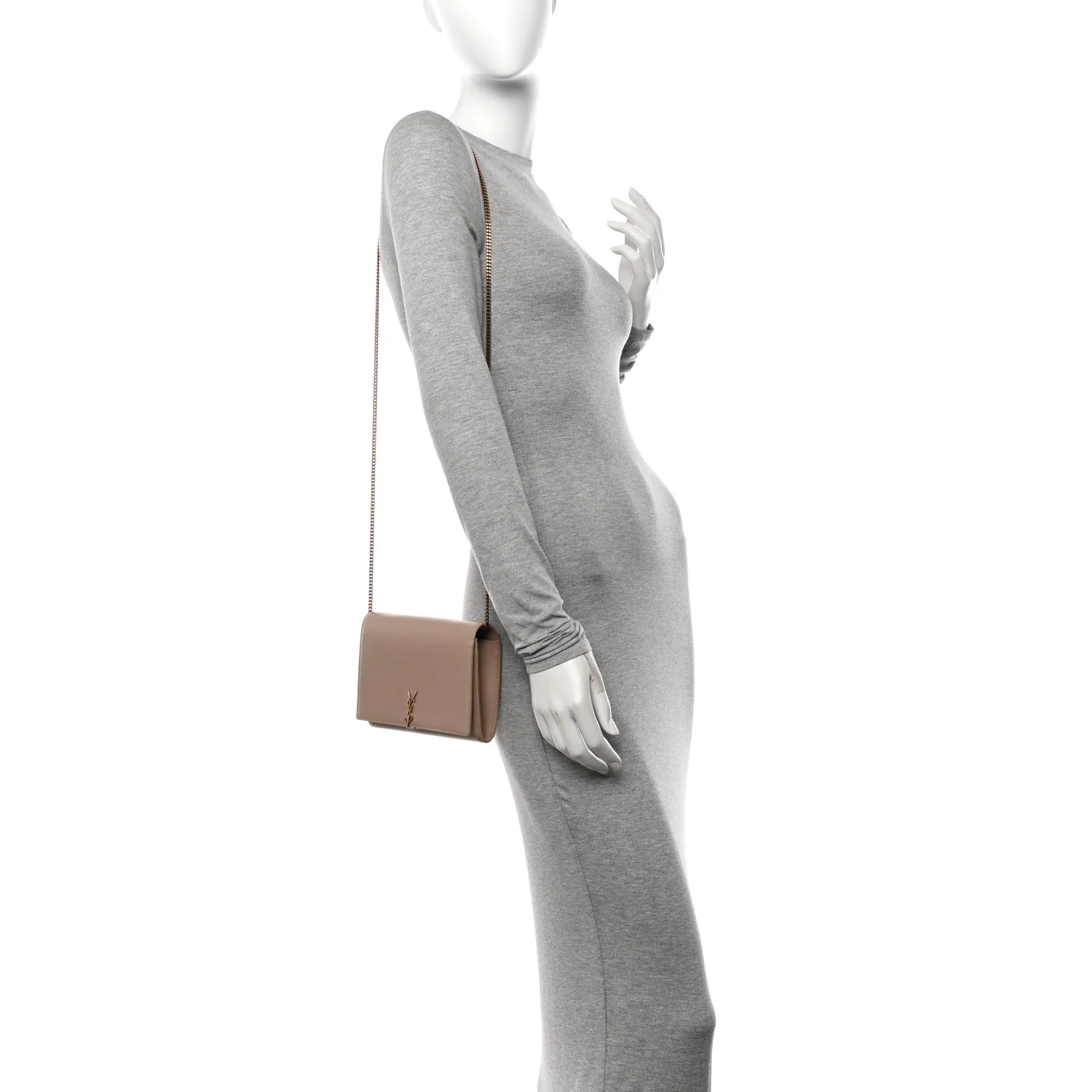 Glossy Calfskin Monogram Chain Wallet Dark Beige - Image 2