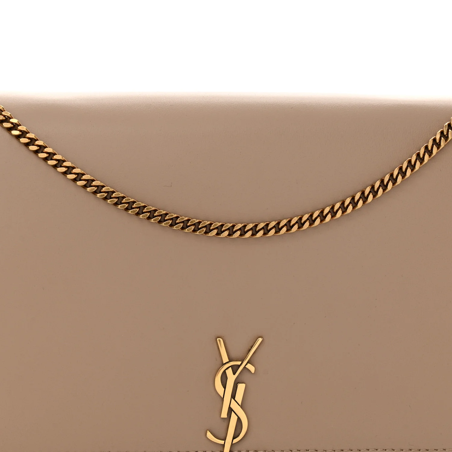 Glossy Calfskin Monogram Chain Wallet Dark Beige - Image 8