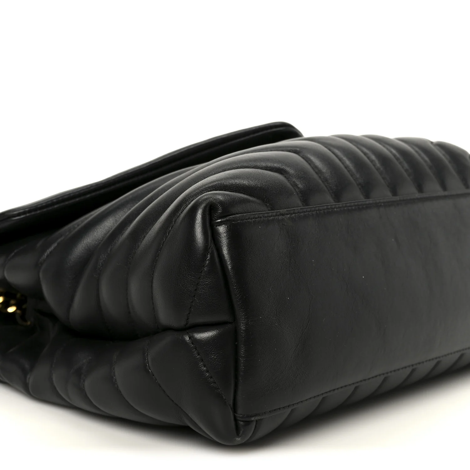 Grain de Poudre Calfskin Y Quilted Monogram Medium Loulou Chain Satchel Black - Image 10