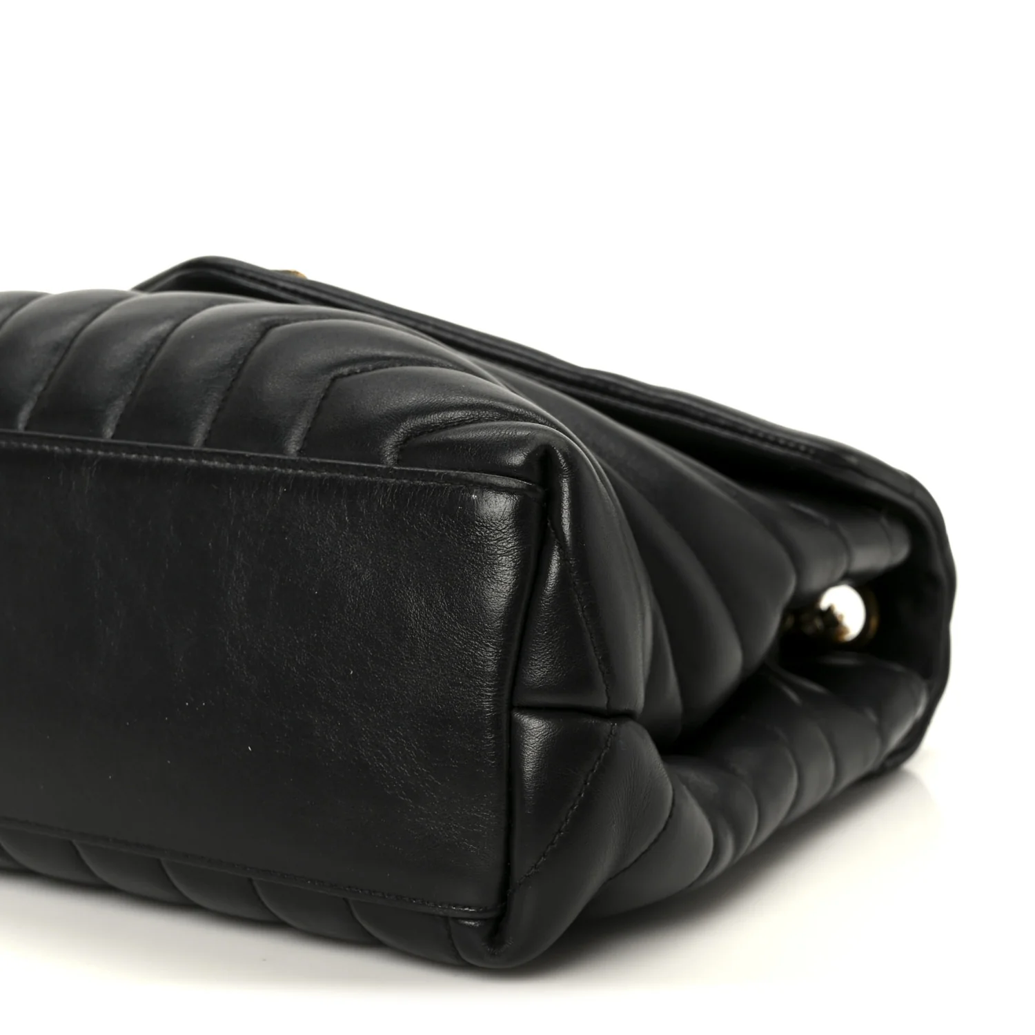 Grain de Poudre Calfskin Y Quilted Monogram Medium Loulou Chain Satchel Black - Image 11