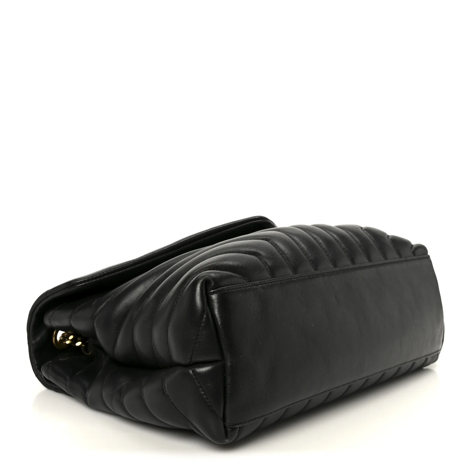 Grain de Poudre Calfskin Y Quilted Monogram Medium Loulou Chain Satchel Black - Image 4