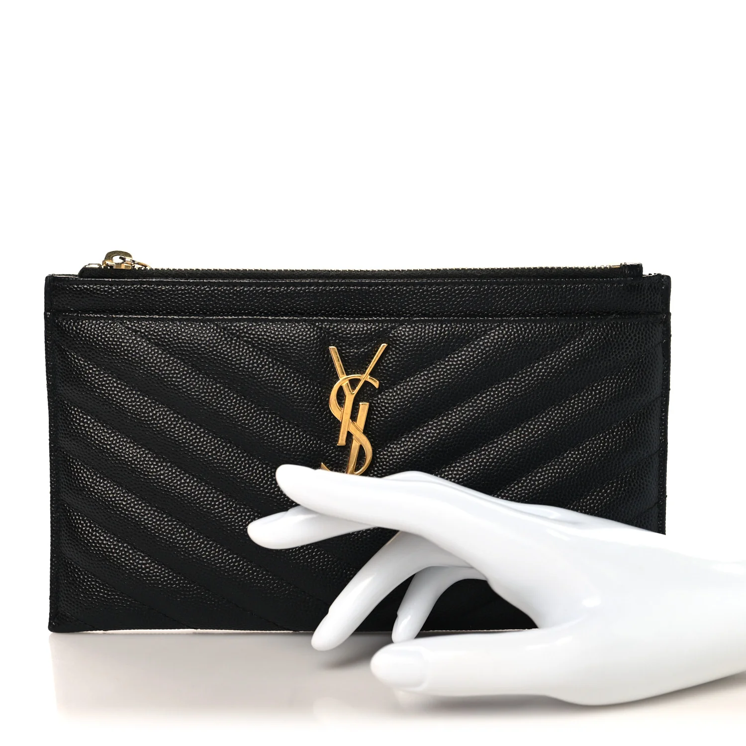 Grain De Poudre Chevron Monogram Bill Pouch Black - Image 2