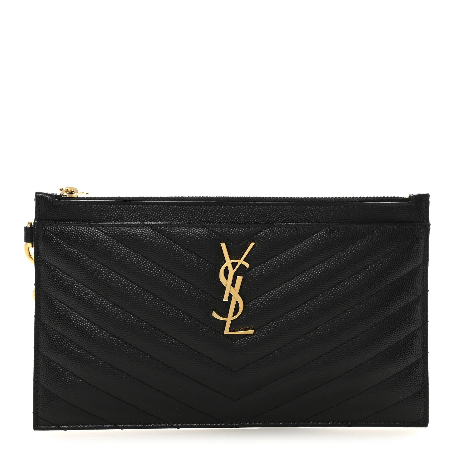 Grain De Poudre Chevron Monogram Large Bill Pouch Black
