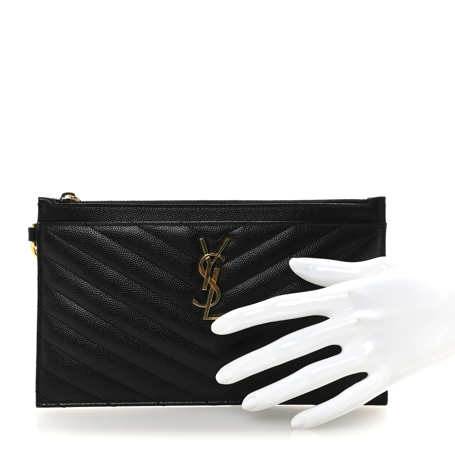 Grain De Poudre Chevron Monogram Large Bill Pouch Black - Image 2