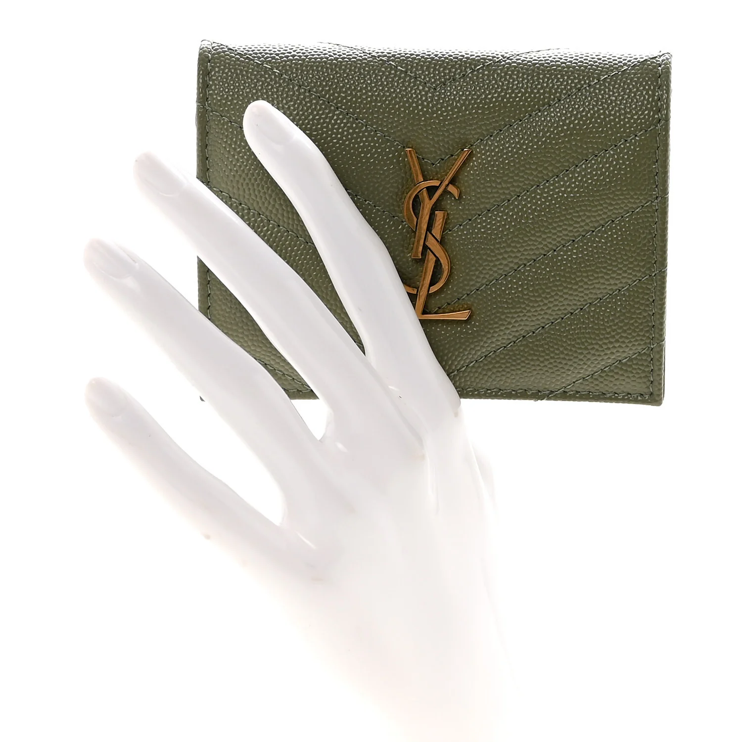 Grain De Poudre Matelasse Chevron Cassandre Card Case Light Sage - Image 2