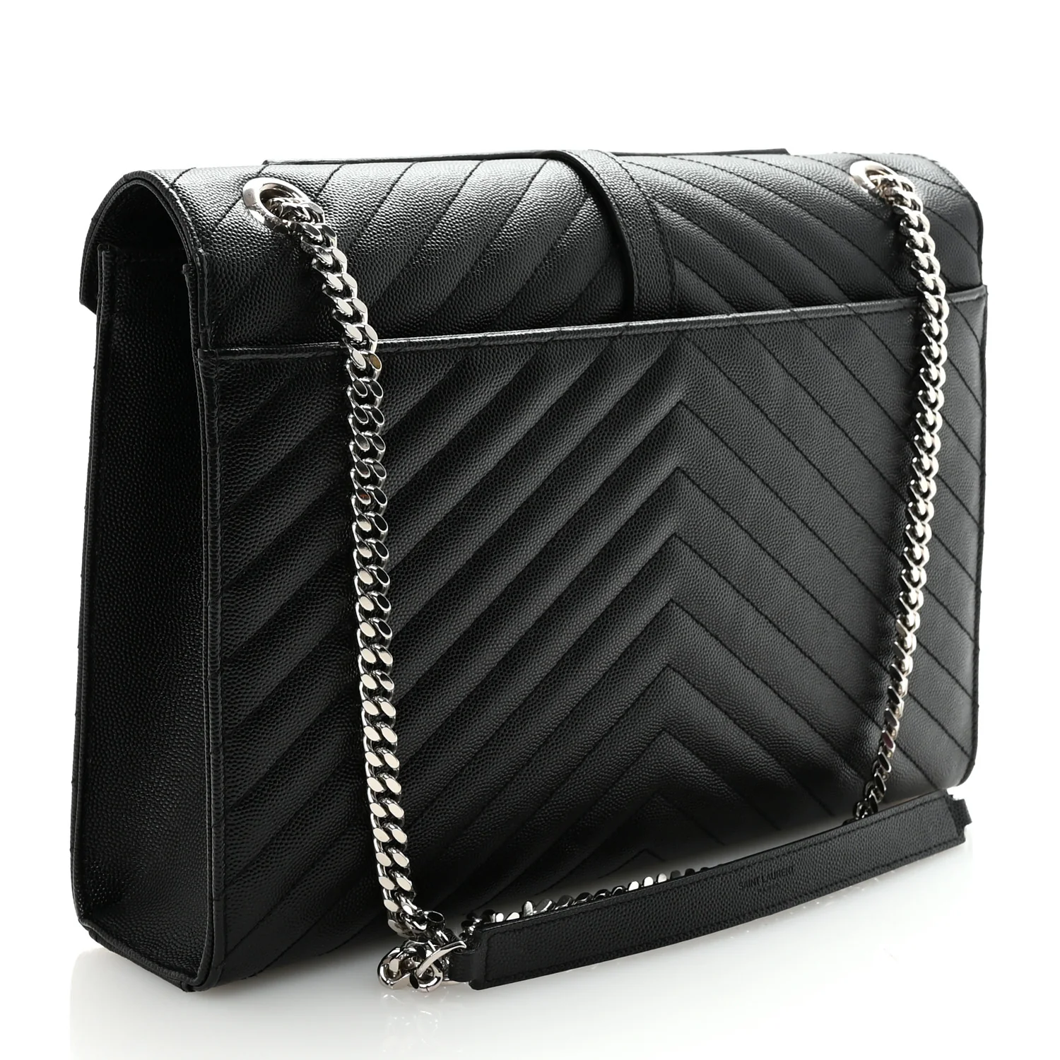Grain De Poudre Matelasse Chevron Large Monogram Satchel Black - Image 3