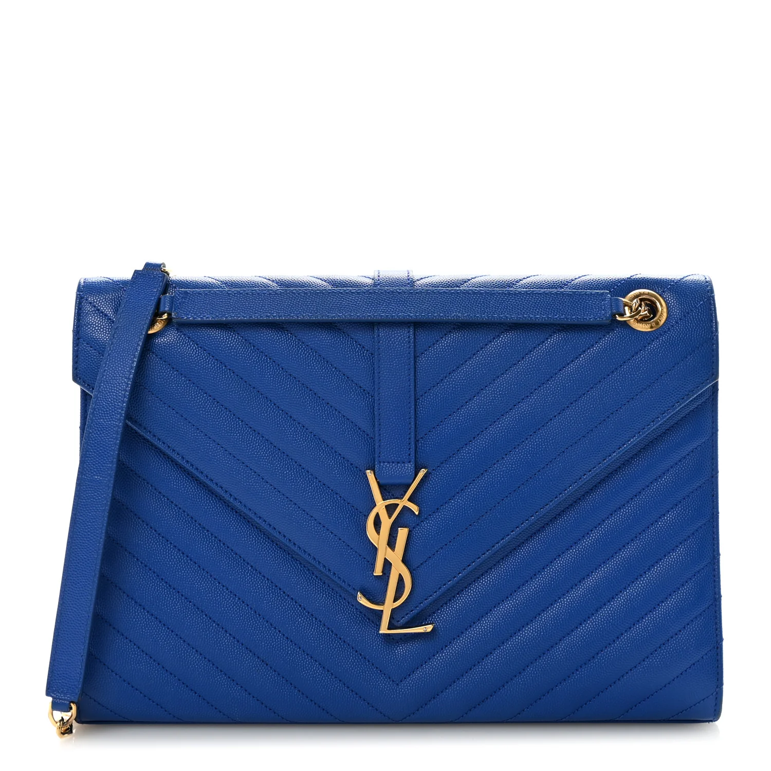 Grain De Poudre Matelasse Chevron Large Monogram Satchel Blue Majorelle