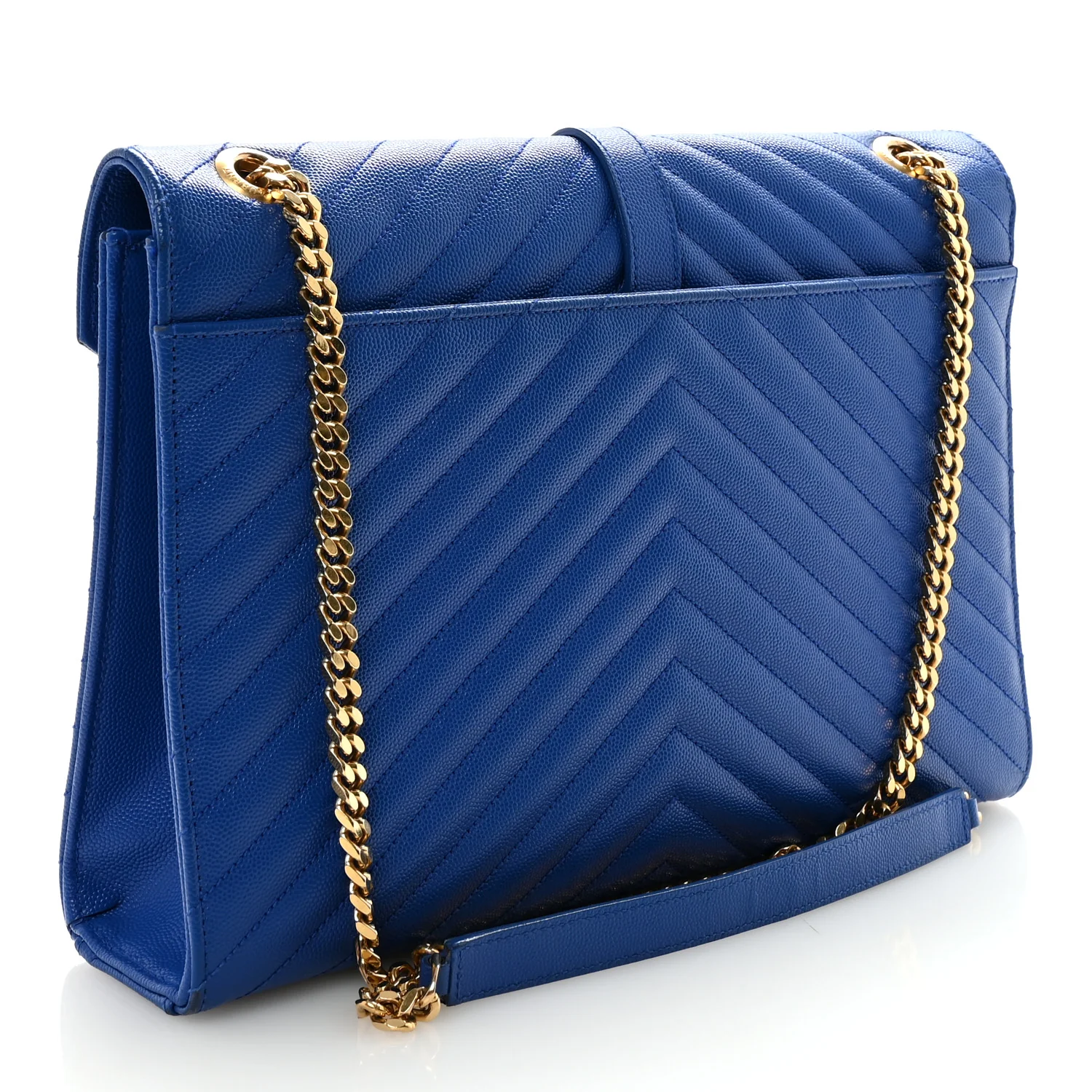 Grain De Poudre Matelasse Chevron Large Monogram Satchel Blue Majorelle - Image 3
