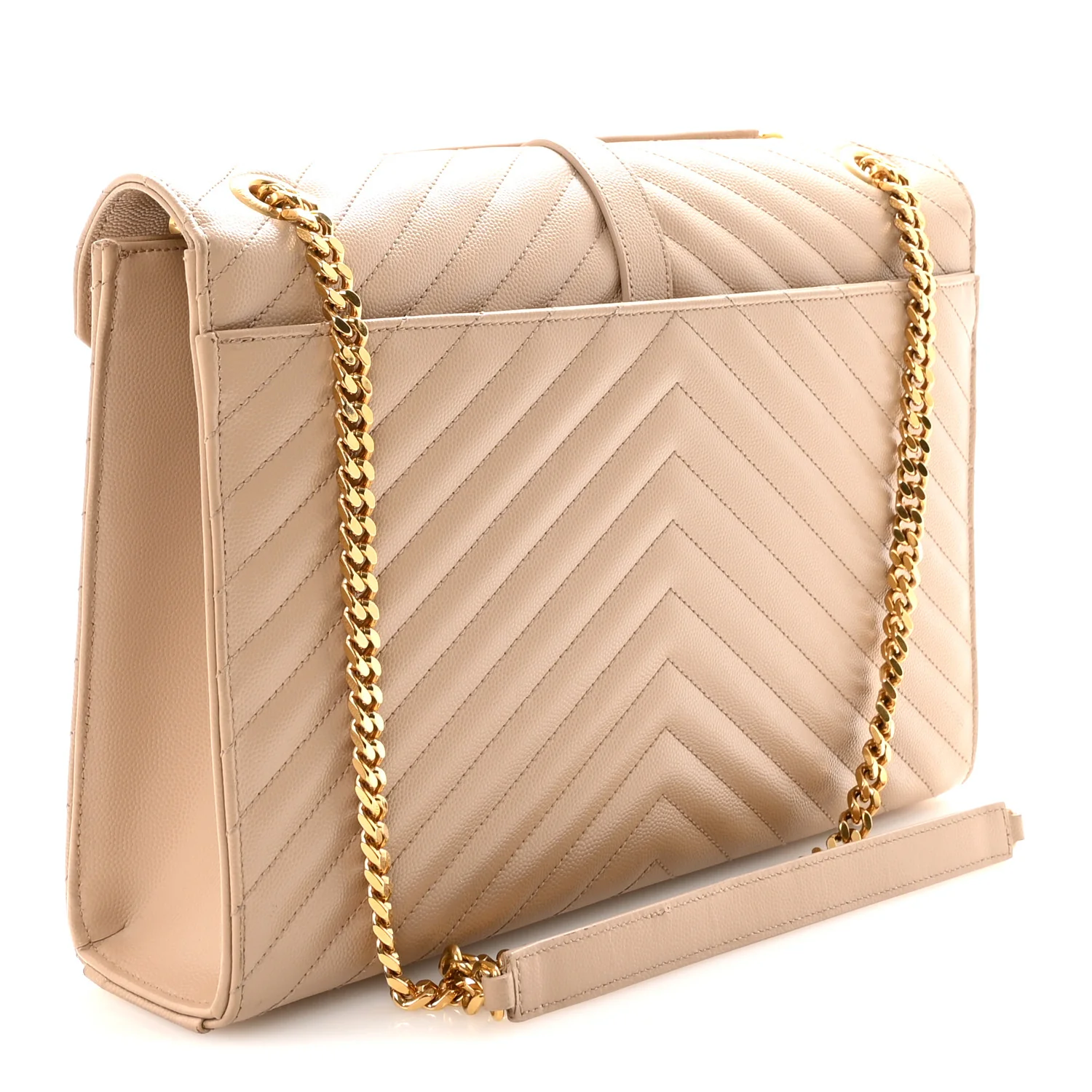 Grain De Poudre Matelasse Chevron Large Monogram Satchel Dark Beige - Image 3