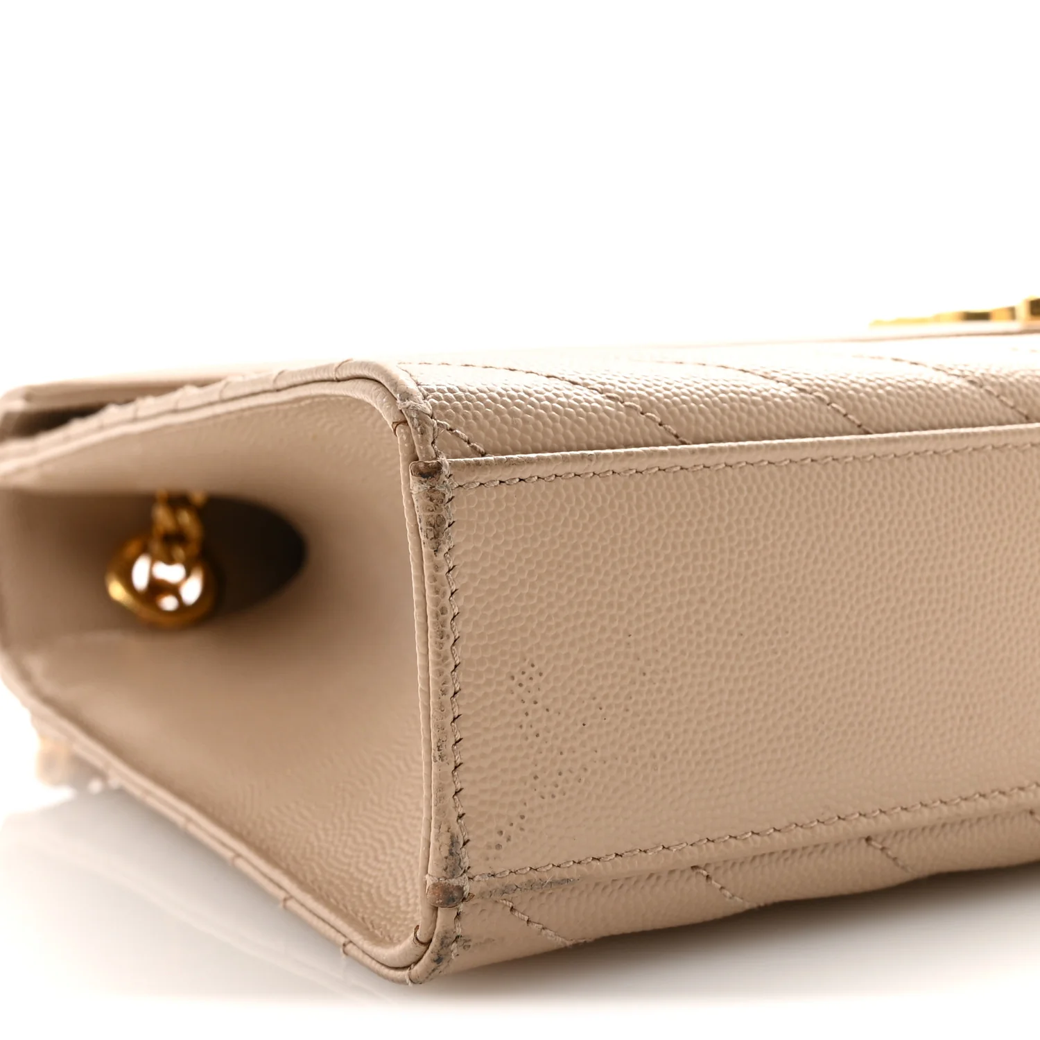 Grain De Poudre Matelasse Chevron Large Monogram Satchel Dark Beige - Image 8