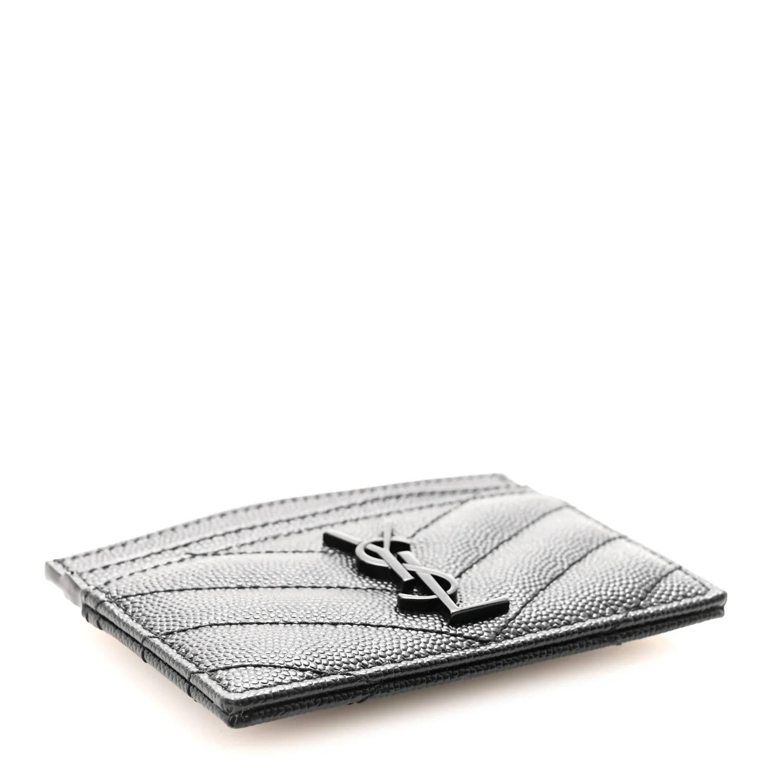 Grain De Poudre Matelasse Chevron Monochrome Credit Card Case Black - Image 4