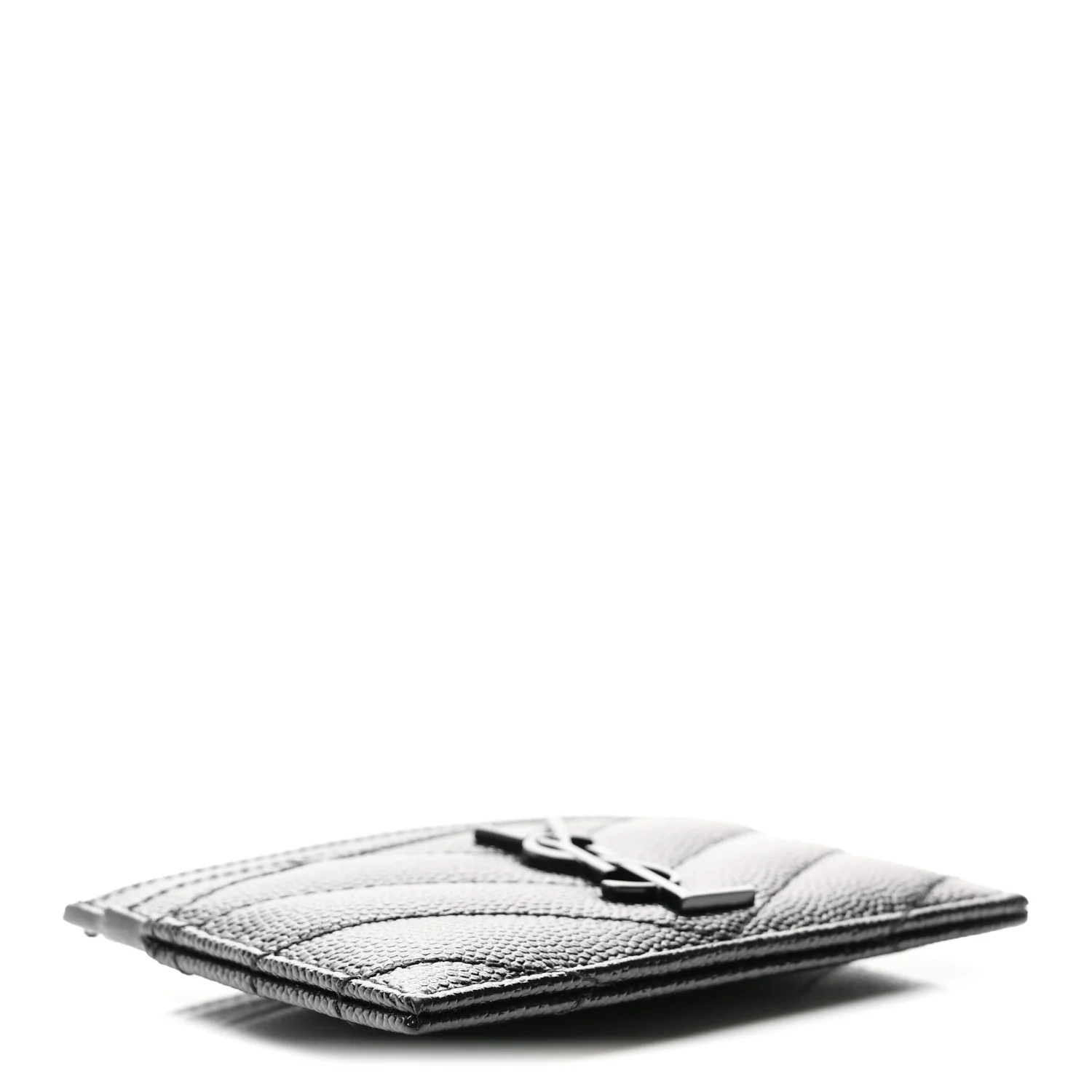 Grain De Poudre Matelasse Chevron Monochrome Monogram Credit Card Case Black - Image 4