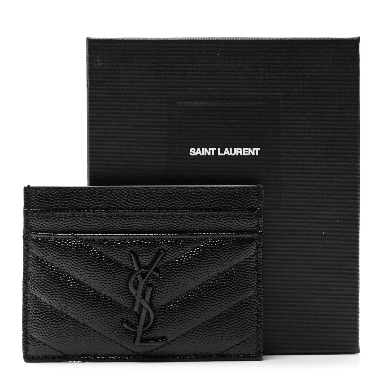 Grain De Poudre Matelasse Chevron Monochrome Monogram Credit Card Case Black - Image 7