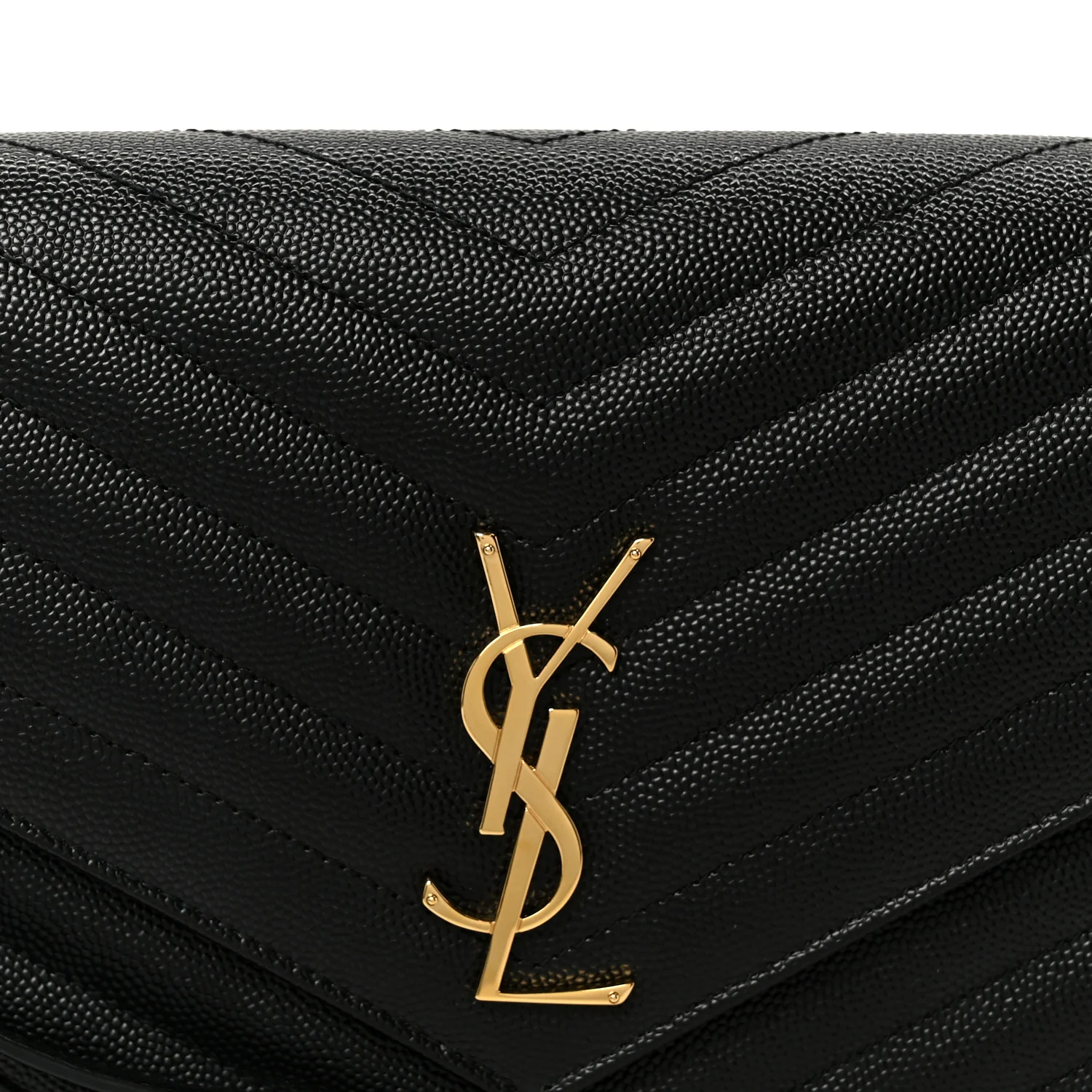 Grain De Poudre Matelasse Chevron Monogram Cassandre Flap Pouch Black - Image 8