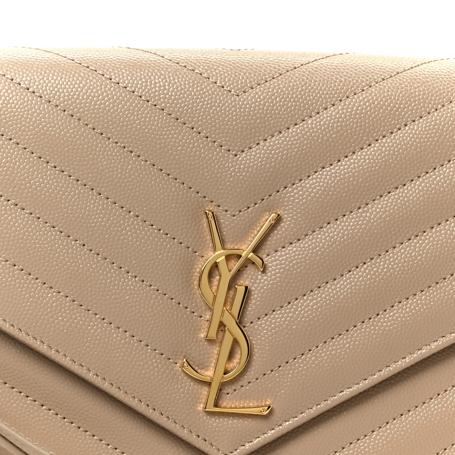 Grain De Poudre Matelasse Chevron Monogram Cassandre Flap Pouch Dark Beige - Image 8