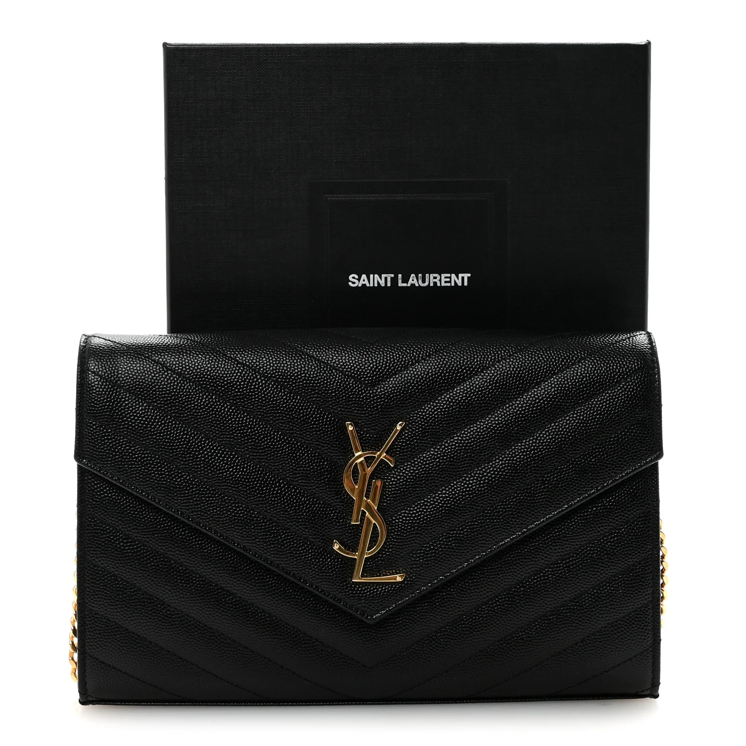 Grain De Poudre Matelasse Chevron Monogram Chain Wallet Black - Image 10