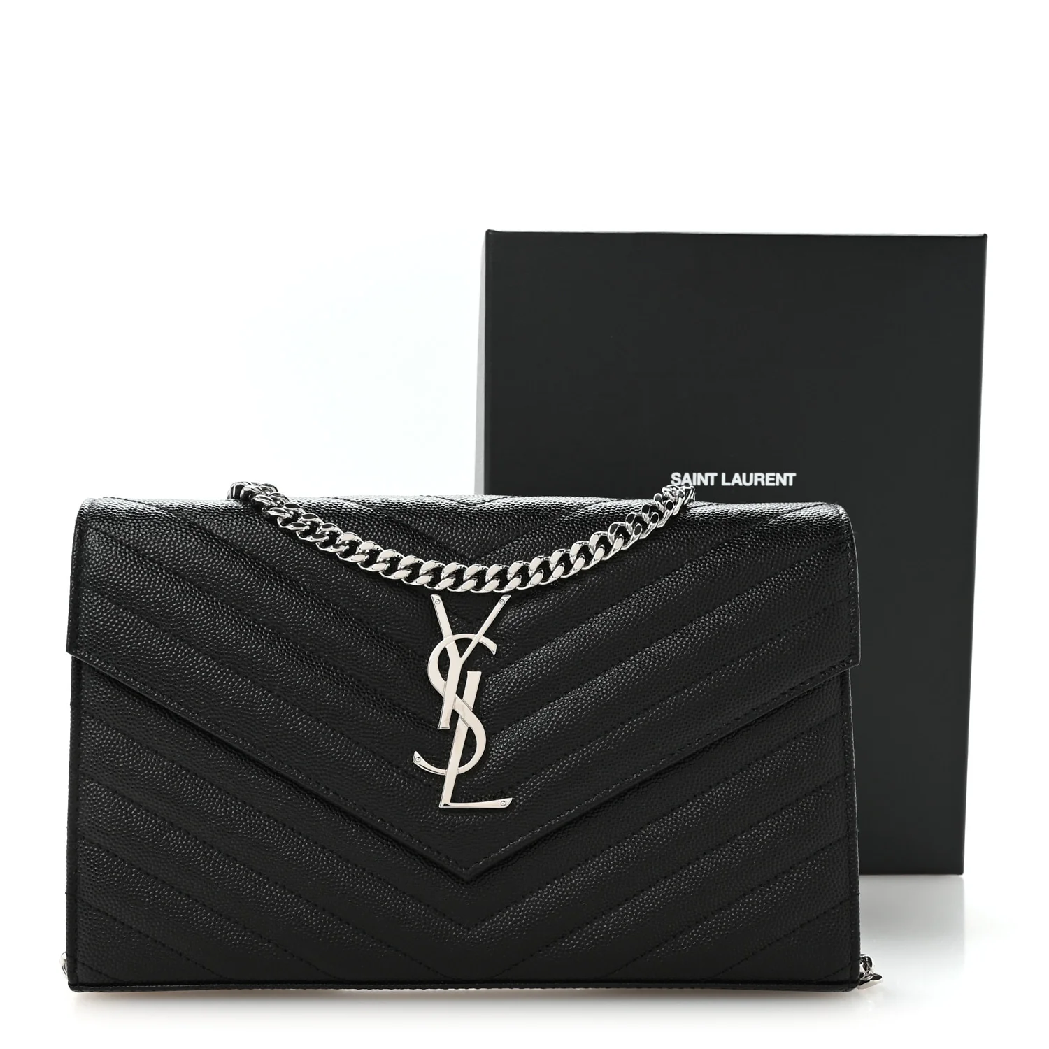 Grain De Poudre Matelasse Chevron Monogram Chain Wallet Black - Image 18