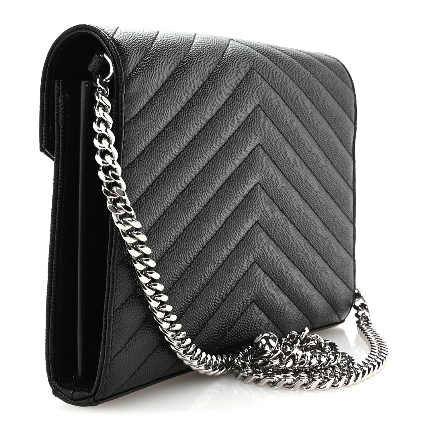 Grain De Poudre Matelasse Chevron Monogram Chain Wallet Black - Image 5