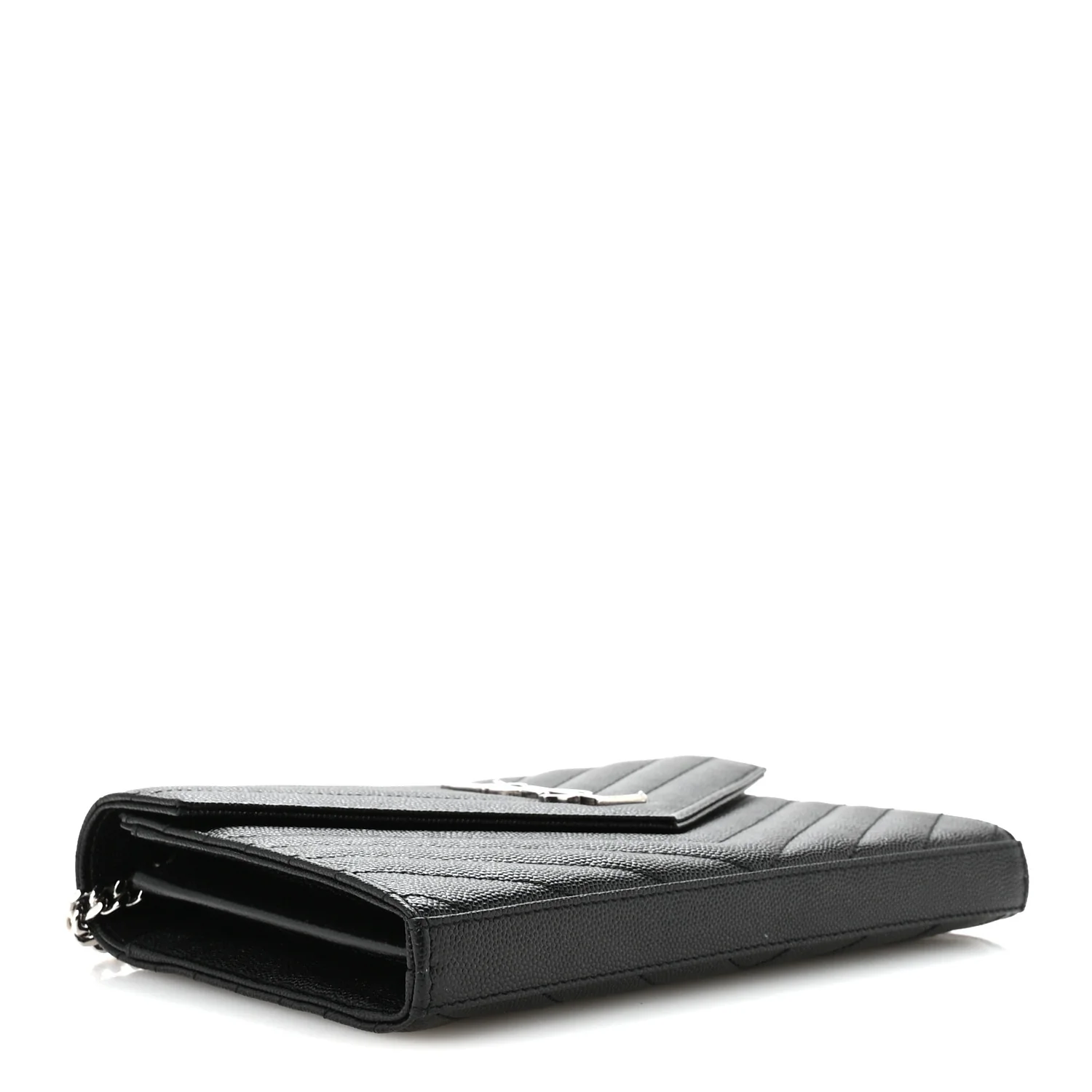 Grain De Poudre Matelasse Chevron Monogram Chain Wallet Black - Image 7