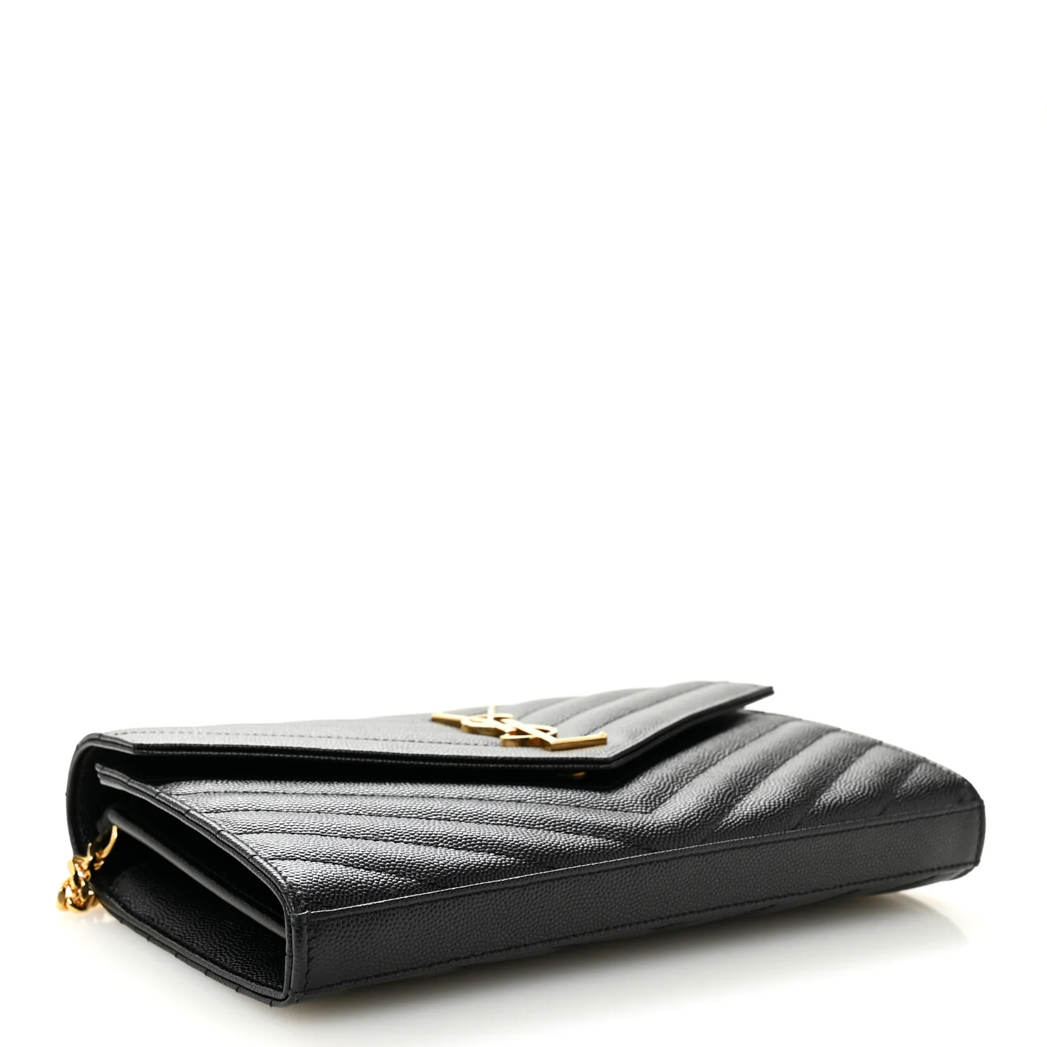 Grain De Poudre Matelasse Chevron Monogram Chain Wallet Black - Image 4