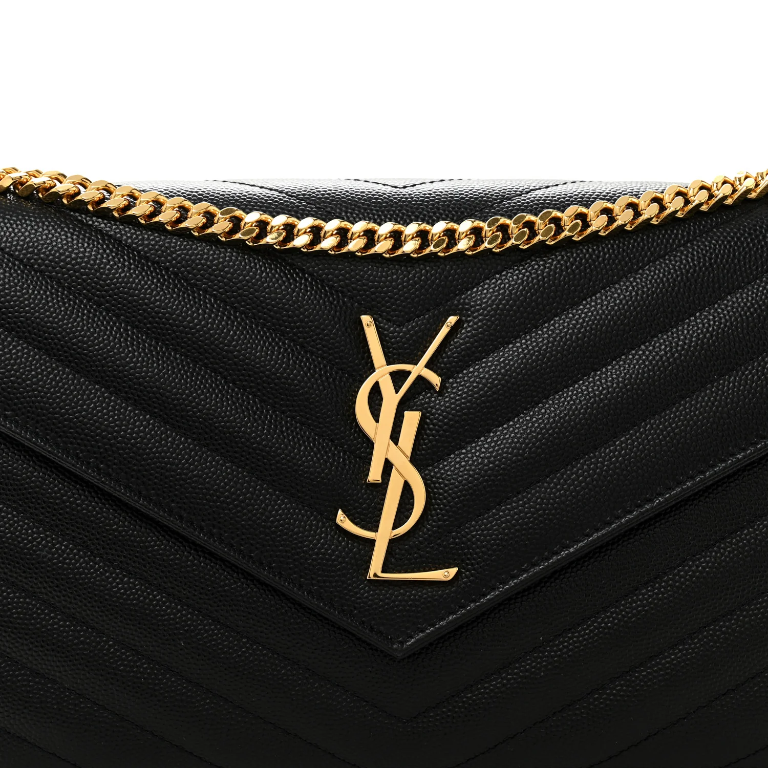 Grain De Poudre Matelasse Chevron Monogram Chain Wallet Black - Image 7