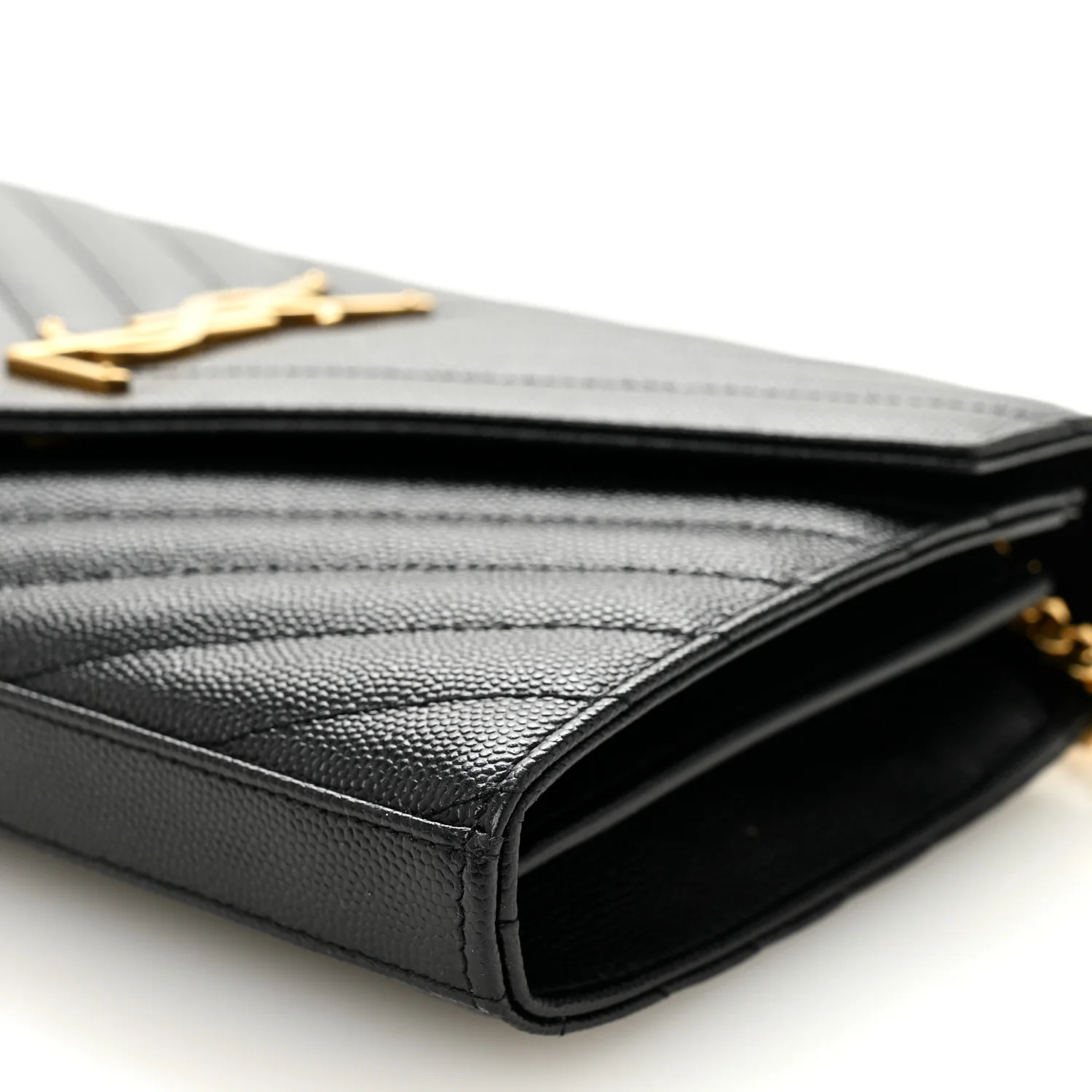 Grain De Poudre Matelasse Chevron Monogram Chain Wallet Black - Image 9