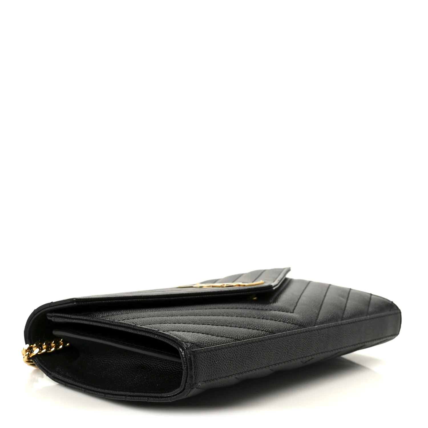 Grain De Poudre Matelasse Chevron Monogram Chain Wallet Black - Image 4