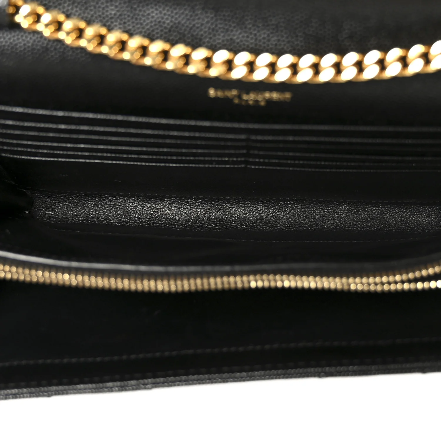 Grain De Poudre Matelasse Chevron Monogram Chain Wallet Black - Image 5