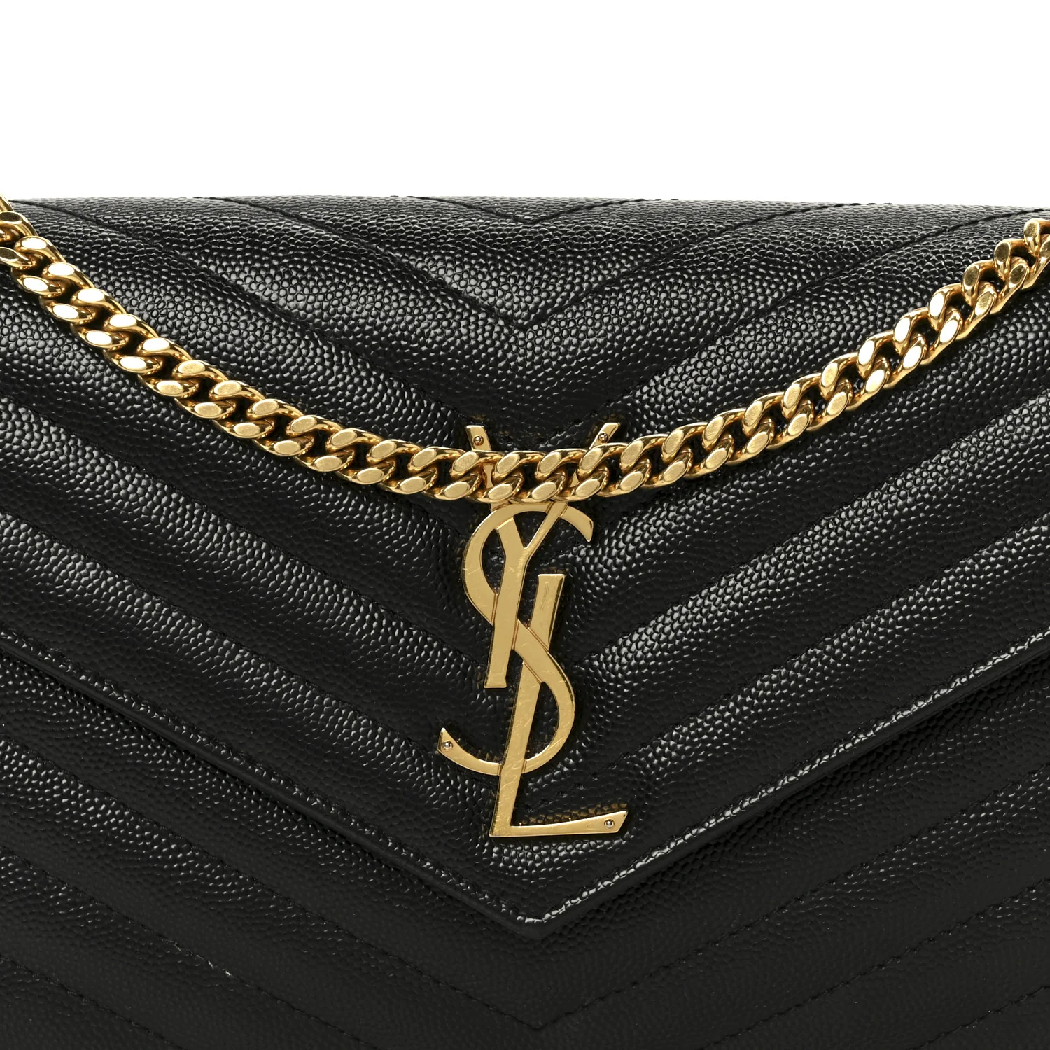 Grain De Poudre Matelasse Chevron Monogram Chain Wallet Black - Image 8