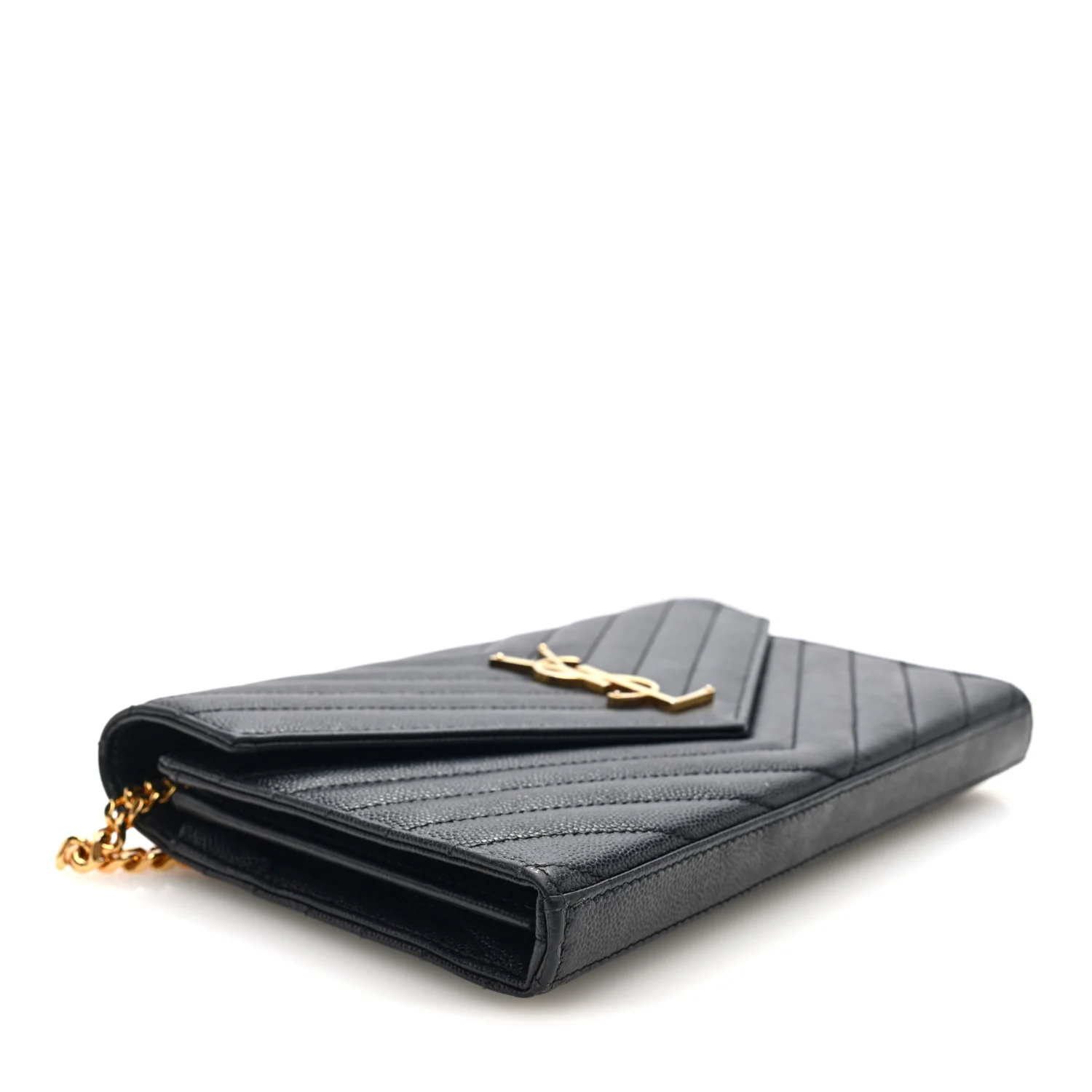 Grain De Poudre Matelasse Chevron Monogram Chain Wallet Black - Image 4