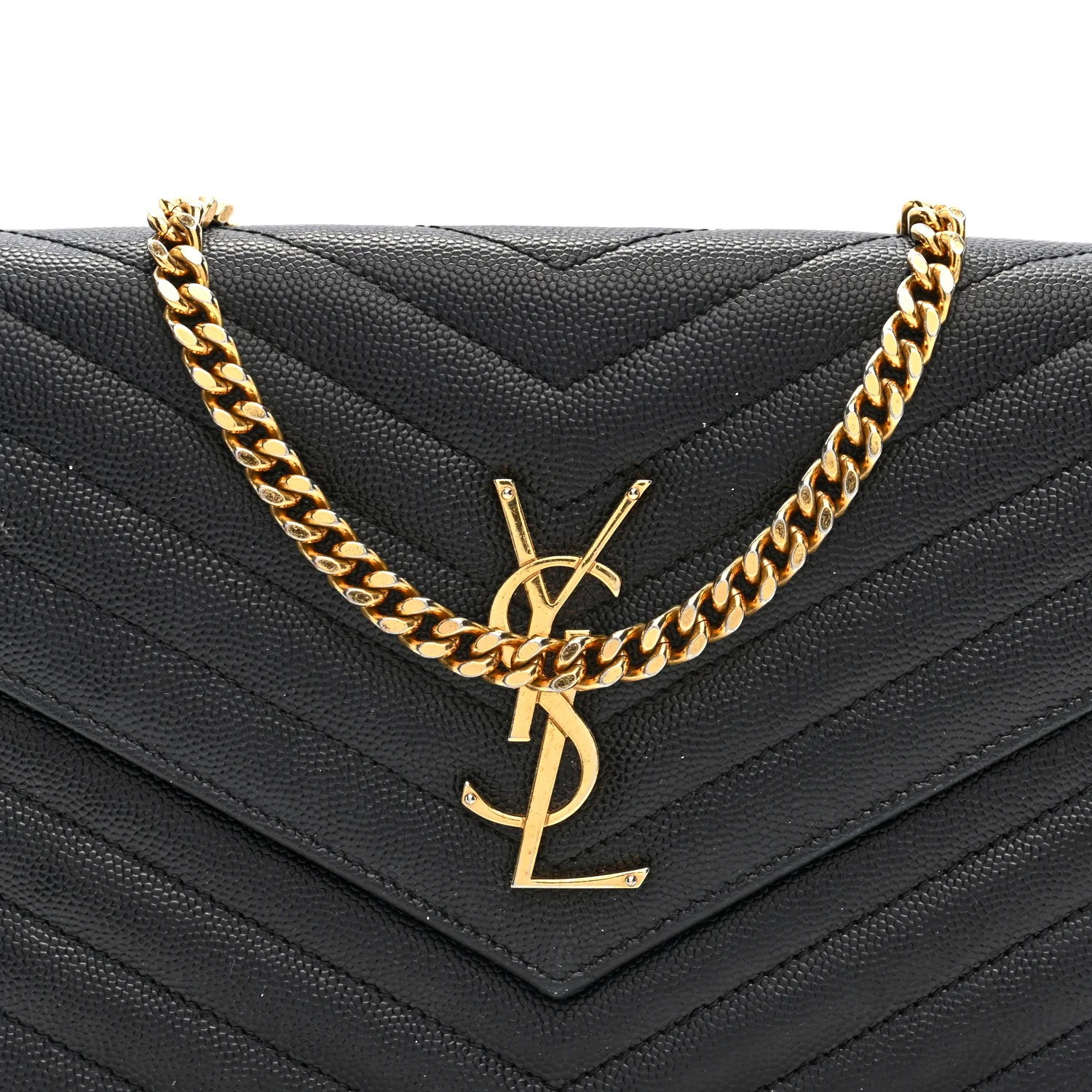 Grain De Poudre Matelasse Chevron Monogram Chain Wallet Black - Image 7