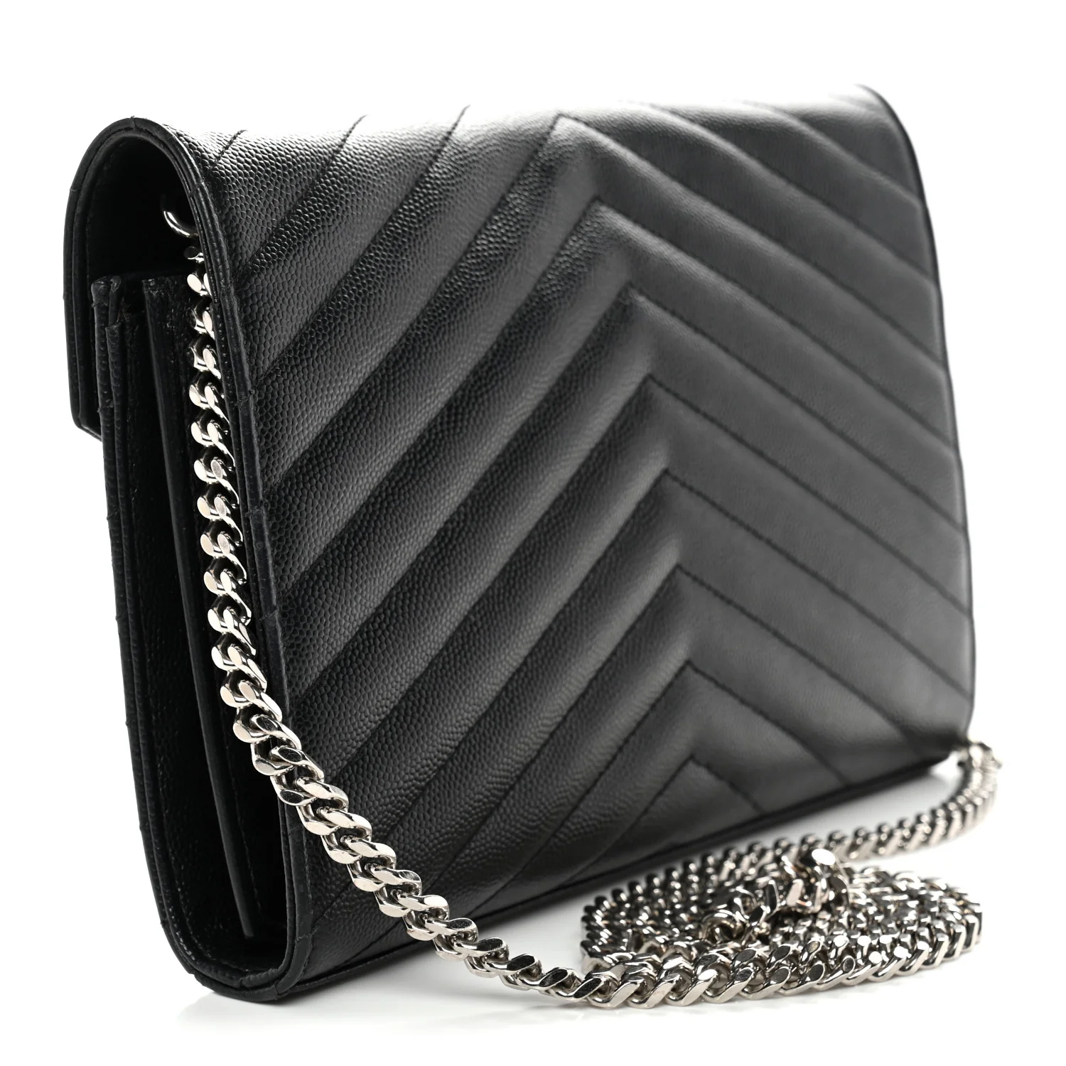 Grain De Poudre Matelasse Chevron Monogram Chain Wallet Black - Image 3