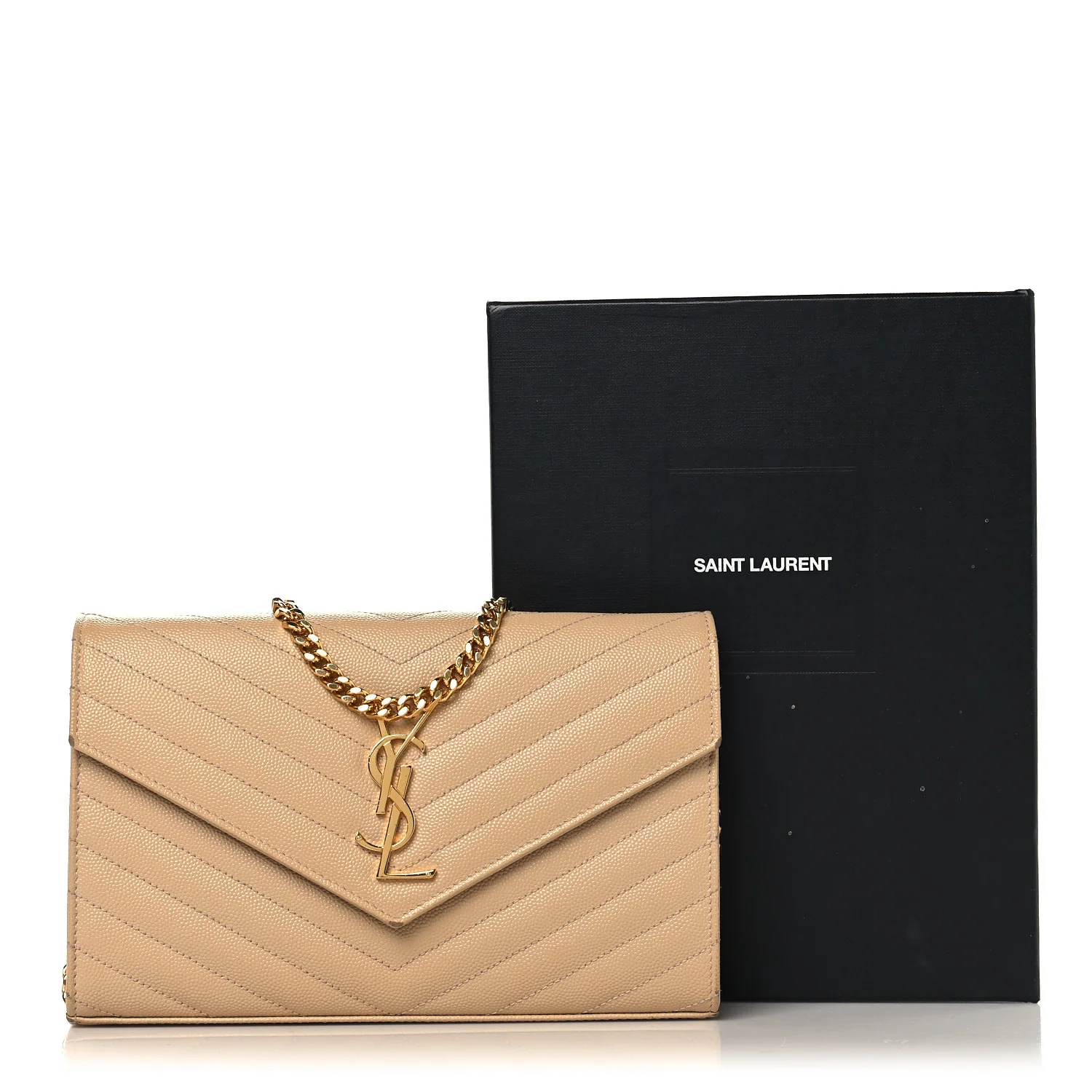 Grain De Poudre Matelasse Chevron Monogram Chain Wallet Nude Powder - Image 14