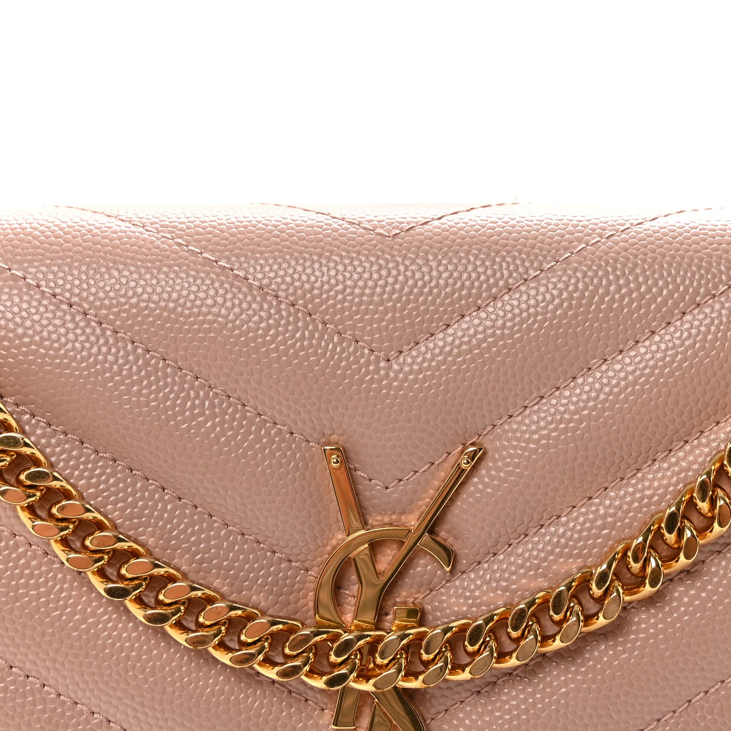 Grain De Poudre Matelasse Chevron Monogram Chain Wallet Pale Blush - Image 7