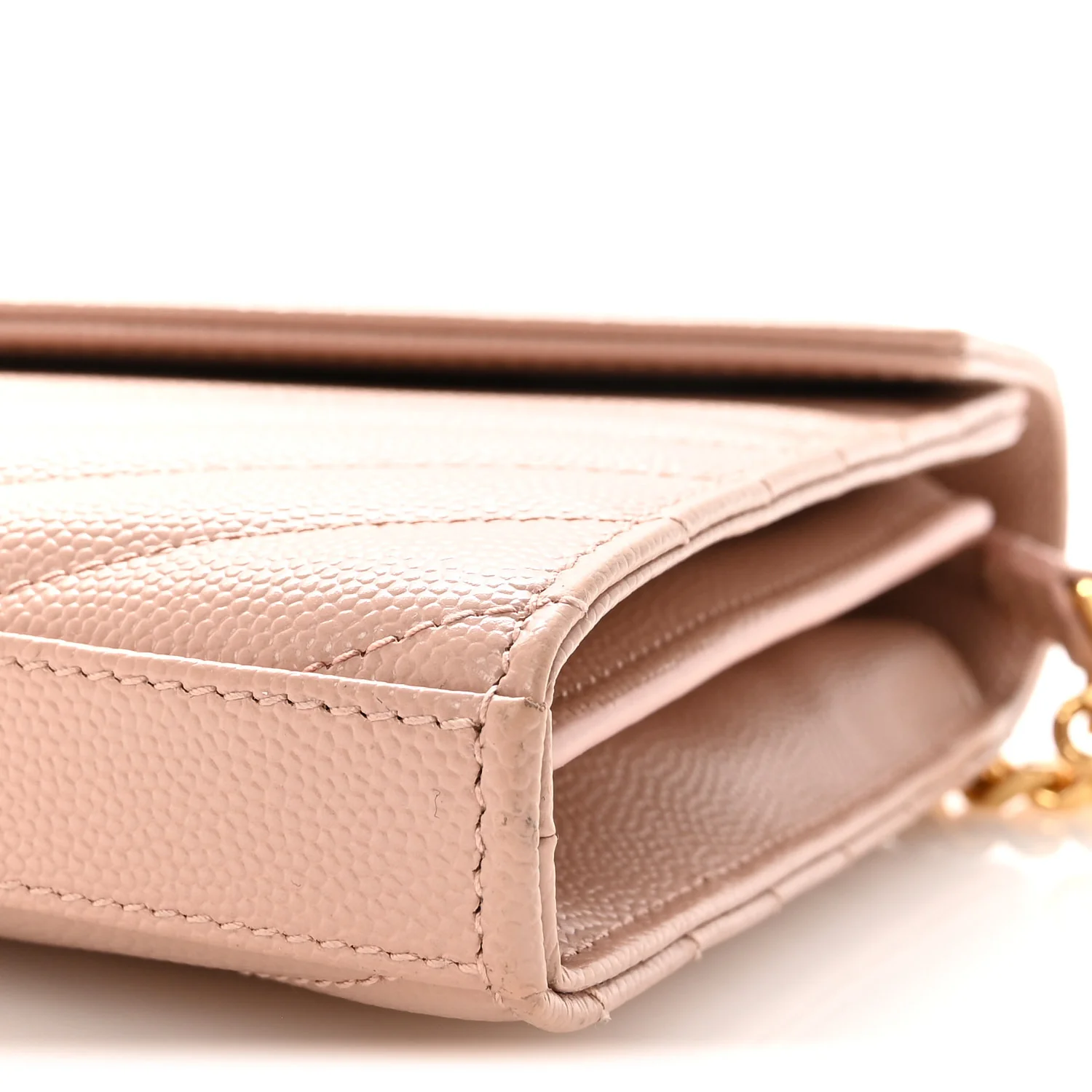 Grain De Poudre Matelasse Chevron Monogram Chain Wallet Pale Blush - Image 9