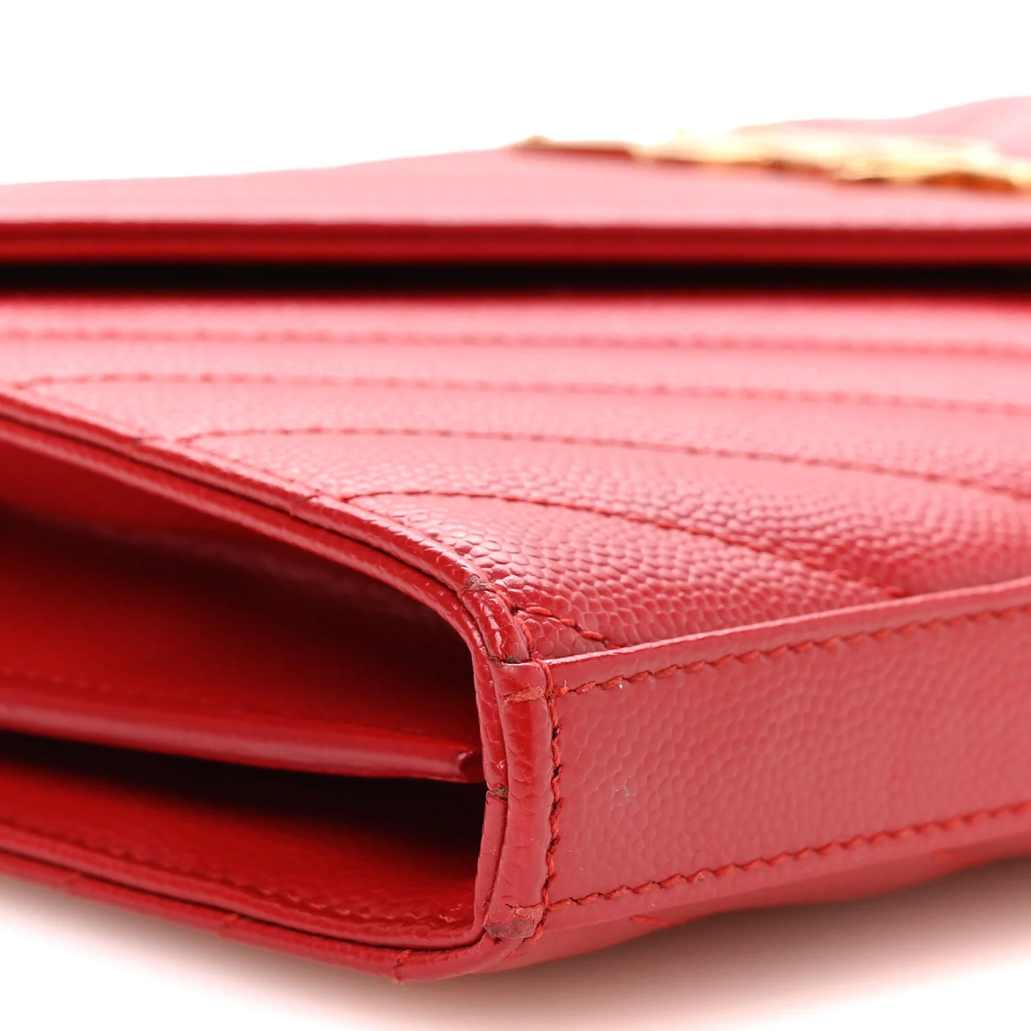 Grain De Poudre Matelasse Chevron Monogram Chain Wallet Red - Image 10