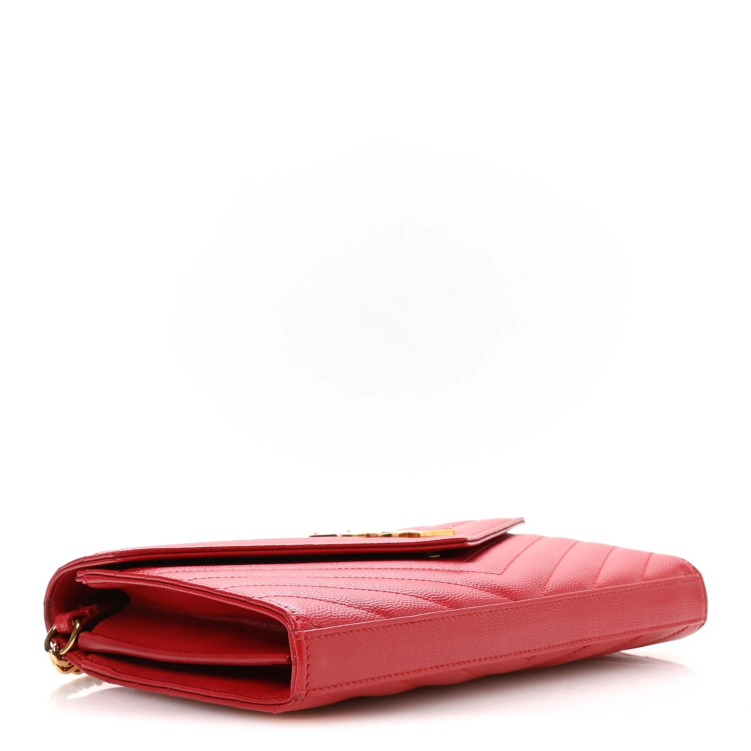 Grain De Poudre Matelasse Chevron Monogram Chain Wallet Red - Image 4