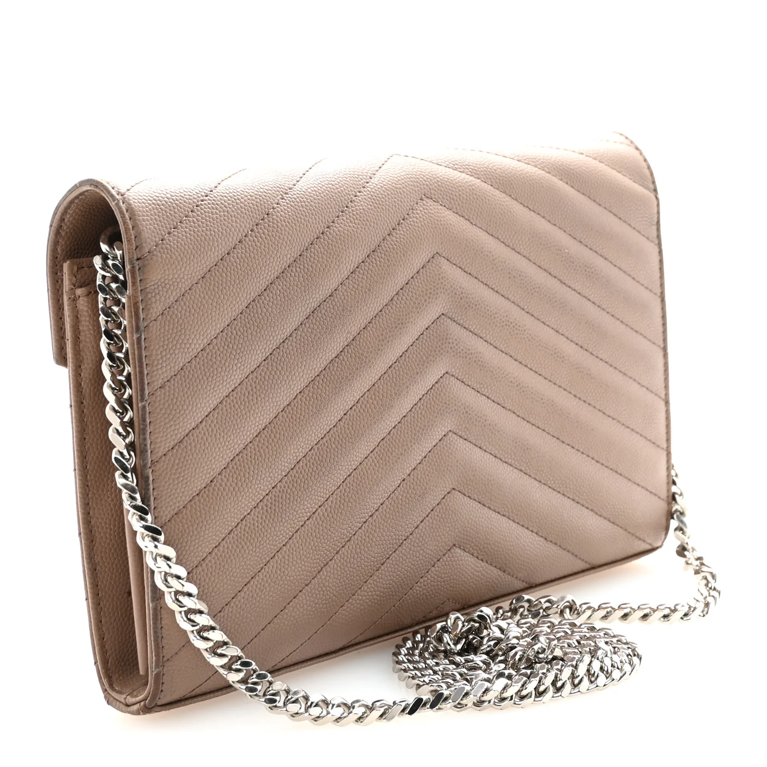 Grain De Poudre Matelasse Chevron Monogram Chain Wallet Taupe - Image 3