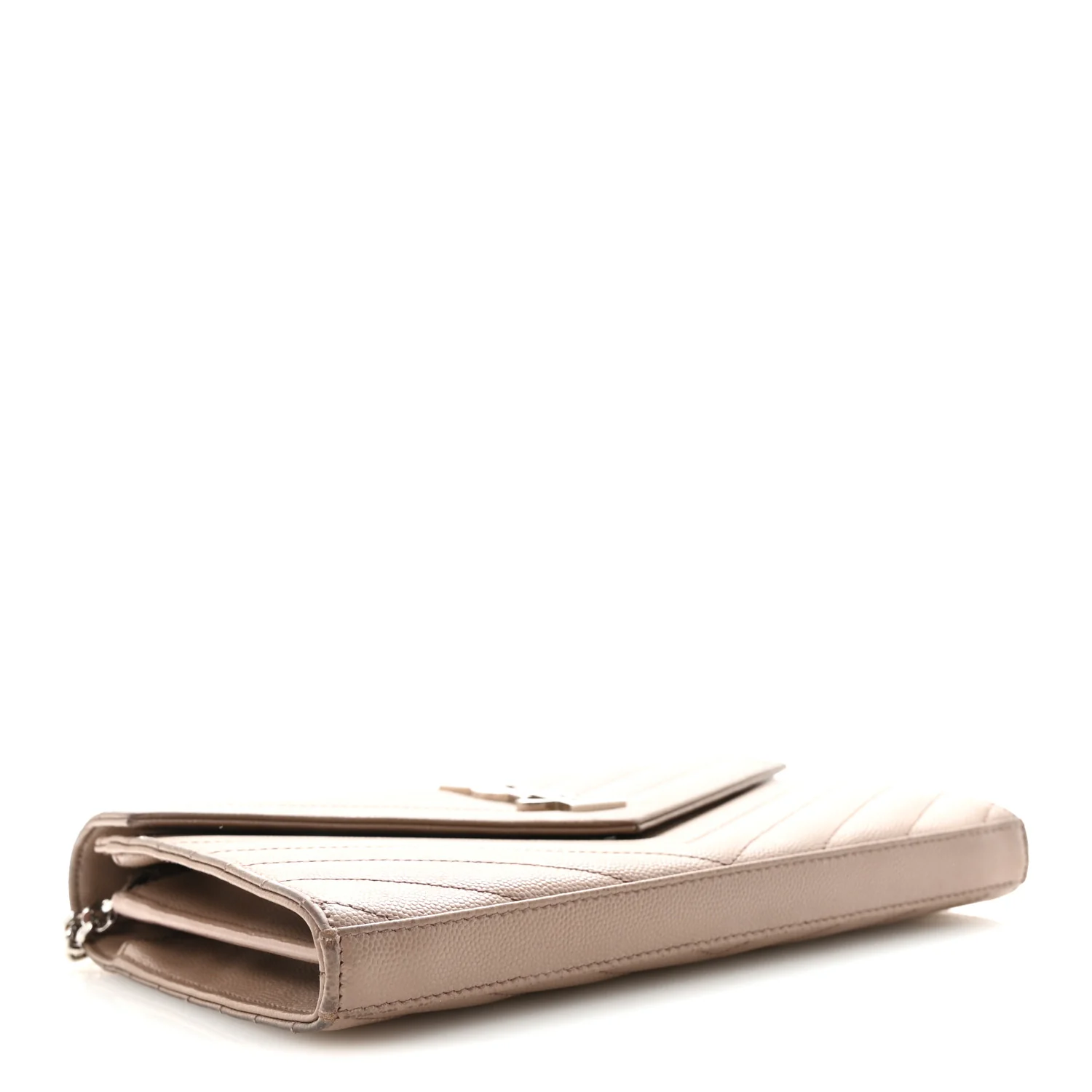 Grain De Poudre Matelasse Chevron Monogram Chain Wallet Taupe - Image 4