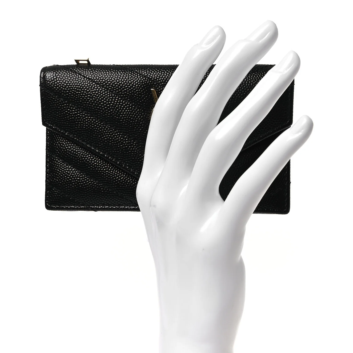 Grain De Poudre Matelasse Chevron Monogram Compact Wallet Black - Image 2