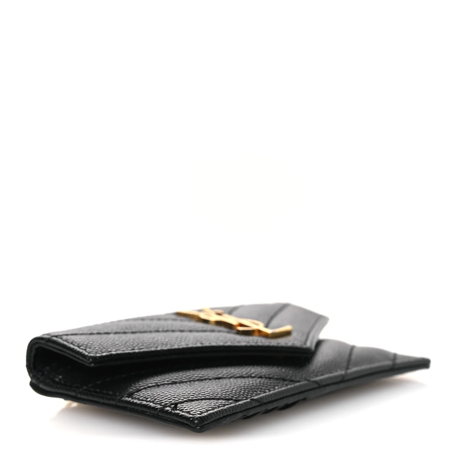 Grain De Poudre Matelasse Chevron Monogram Compact Wallet Black - Image 4