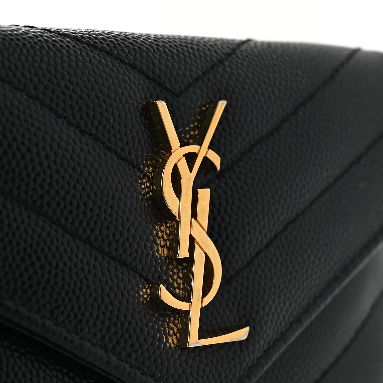 Grain De Poudre Matelasse Chevron Monogram Compact Wallet Black - Image 9